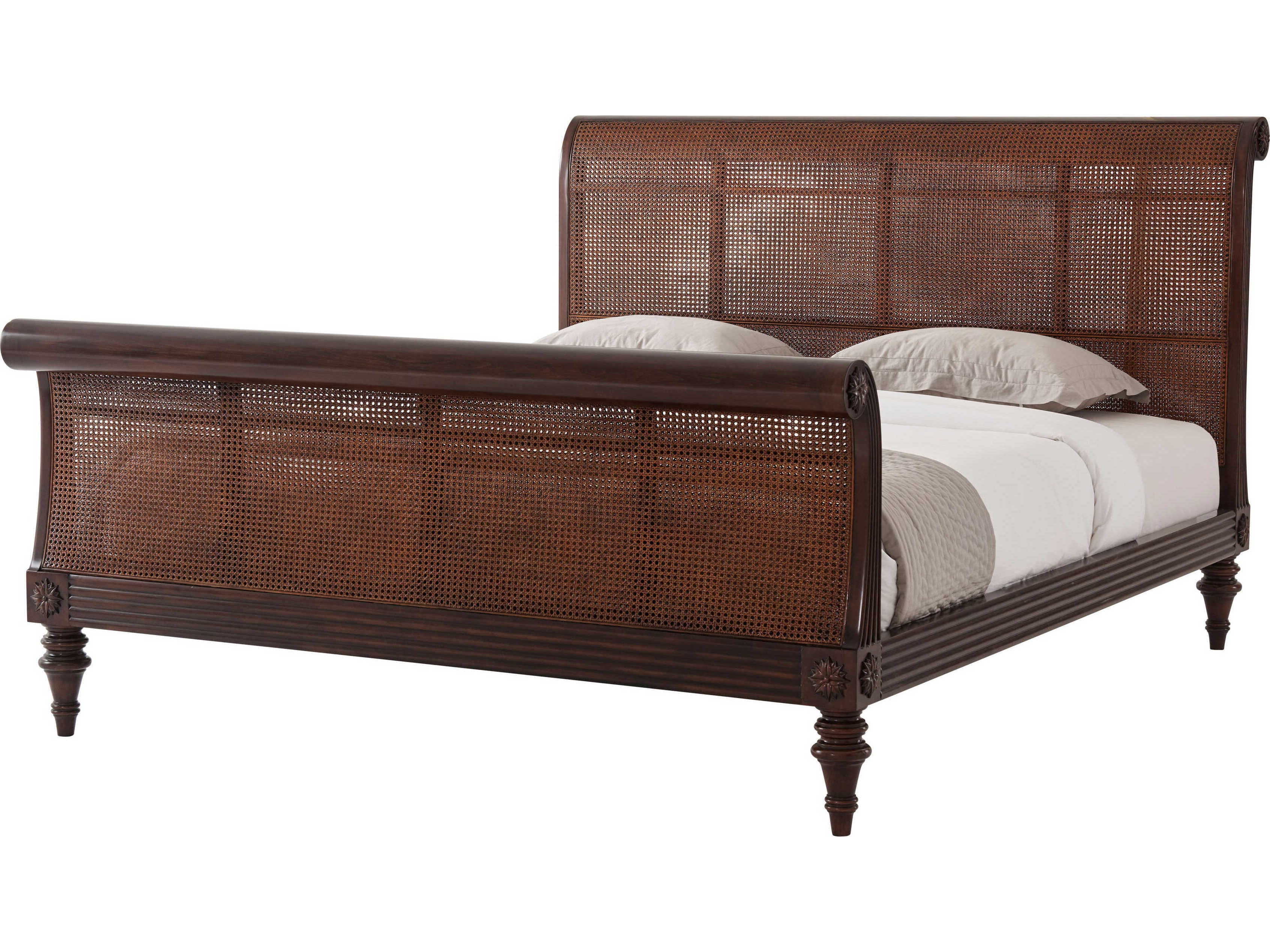 Theodore Alexander Alexa Hampton Cambridge Brown Mahogany Wood Denison California King Sleigh Bed
