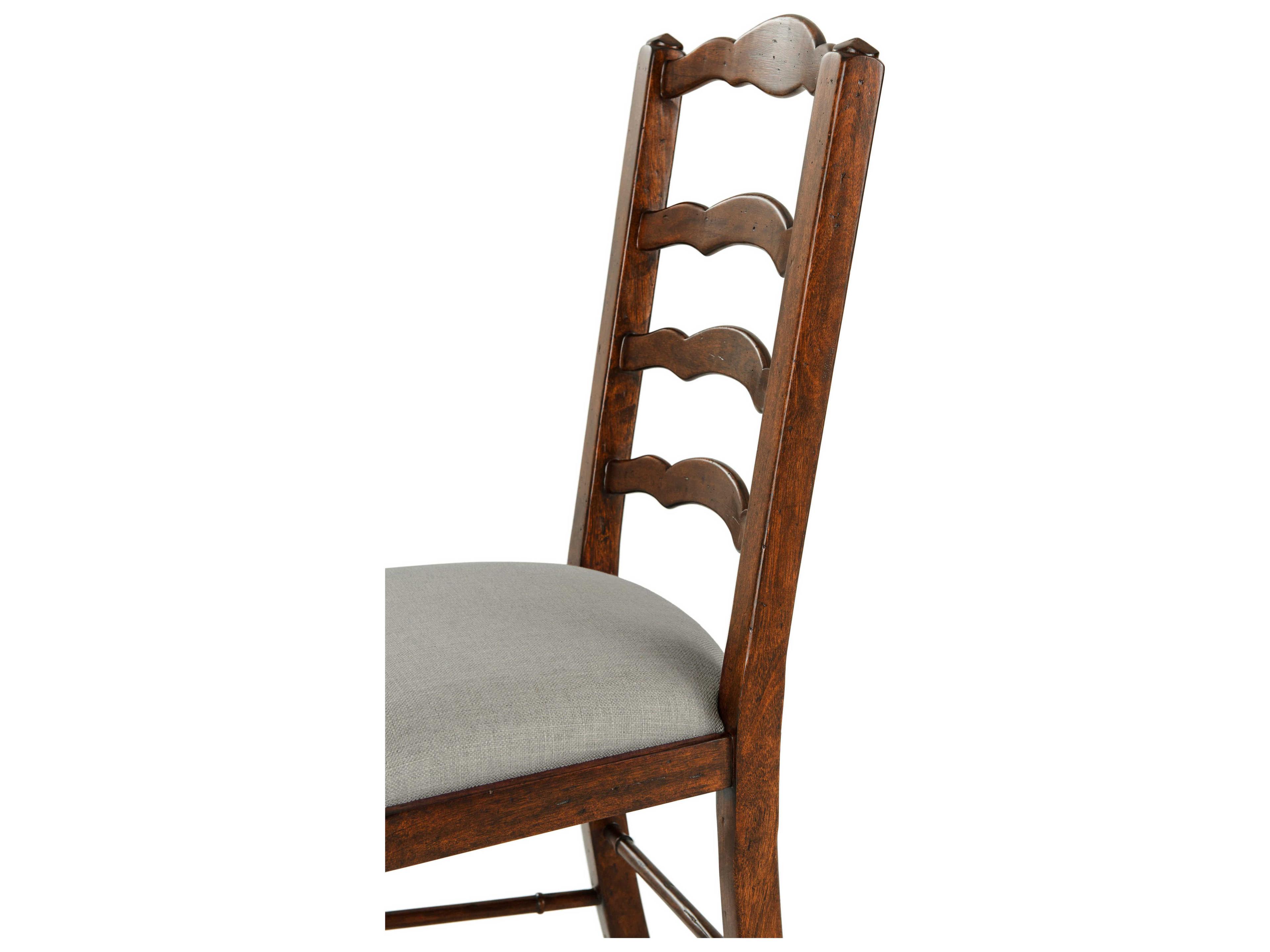 Theodore Alexander Castle Bromwich Mahogany Wood Brown Upholstered Evening with Friends Side Dining Chair