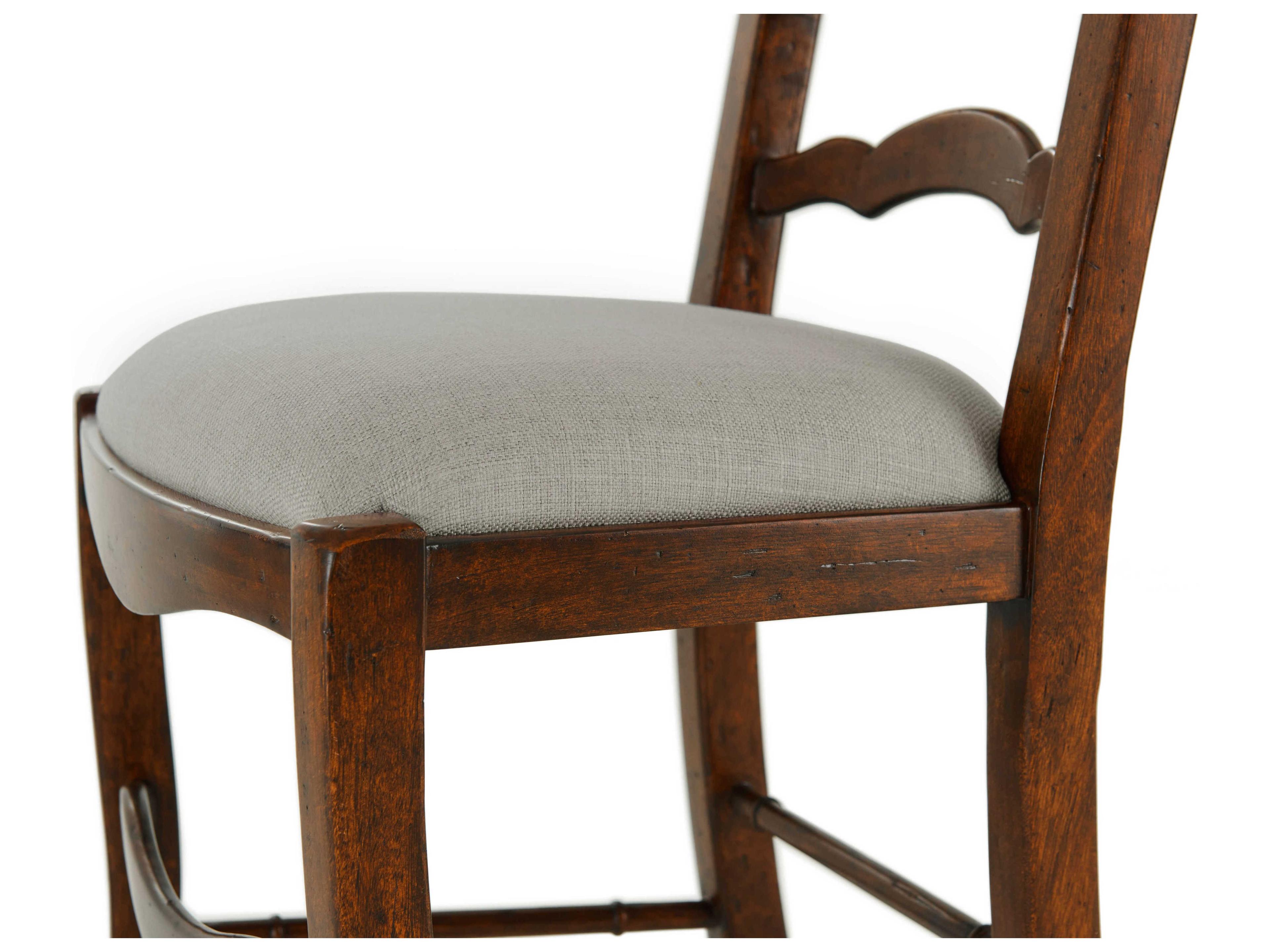 Theodore Alexander Castle Bromwich Mahogany Wood Brown Upholstered Evening with Friends Side Dining Chair