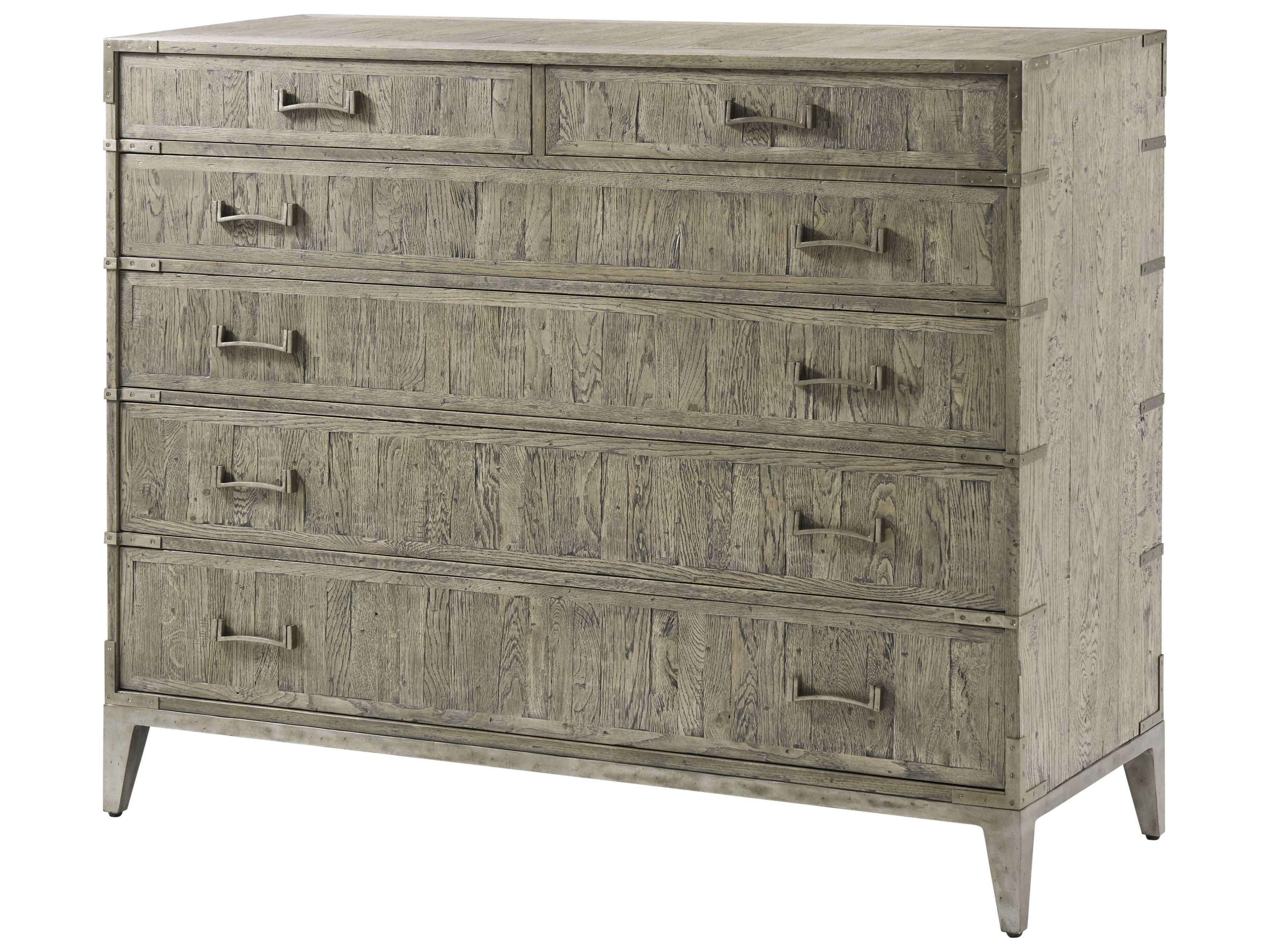 Theodore Alexander The Echoes 6-Drawers Gray Oak Wood Sayer Accent Chest