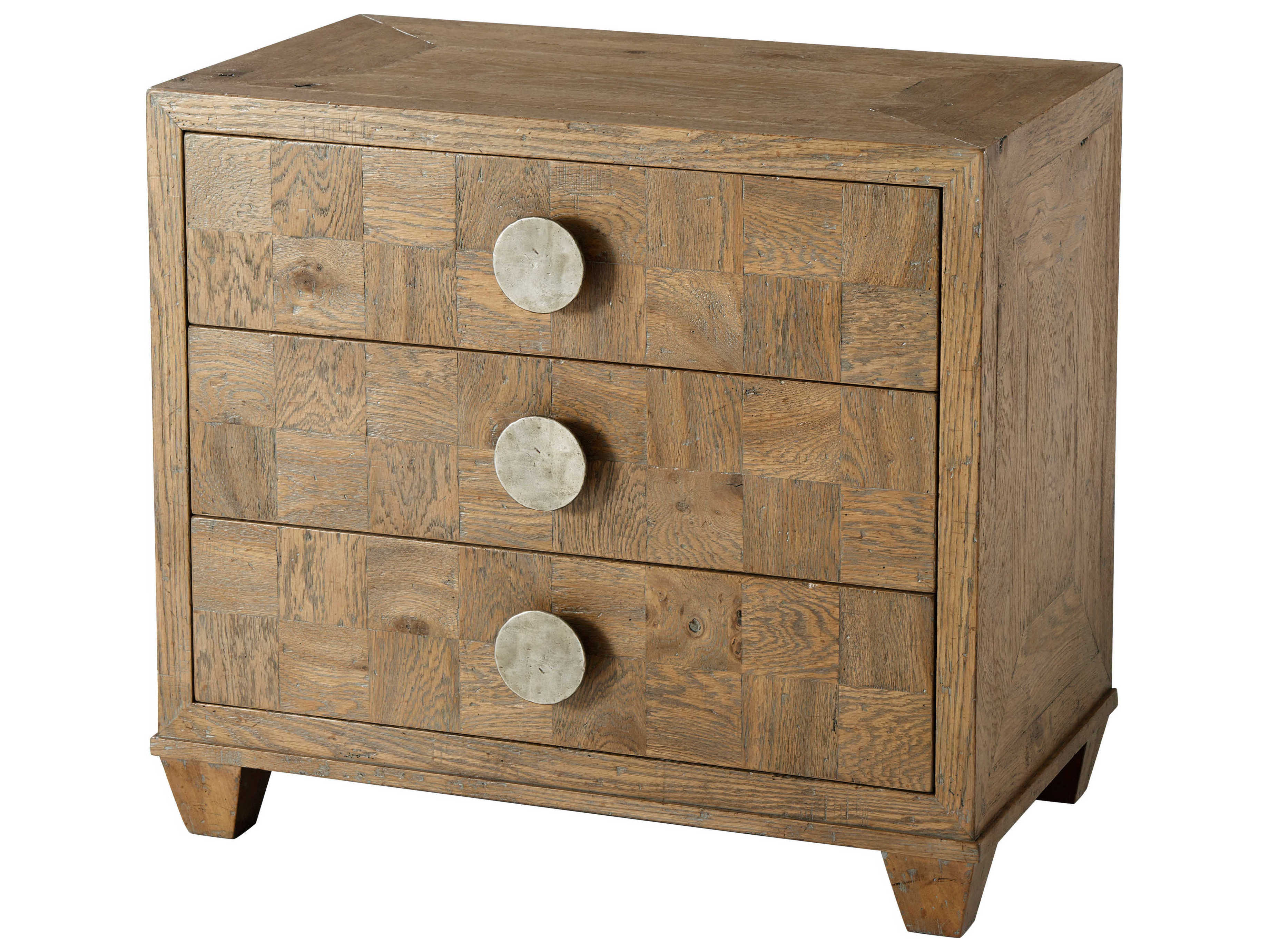 Theodore Alexander The Echoes 3-Drawers Brown Oak Wood Rex Nightstand