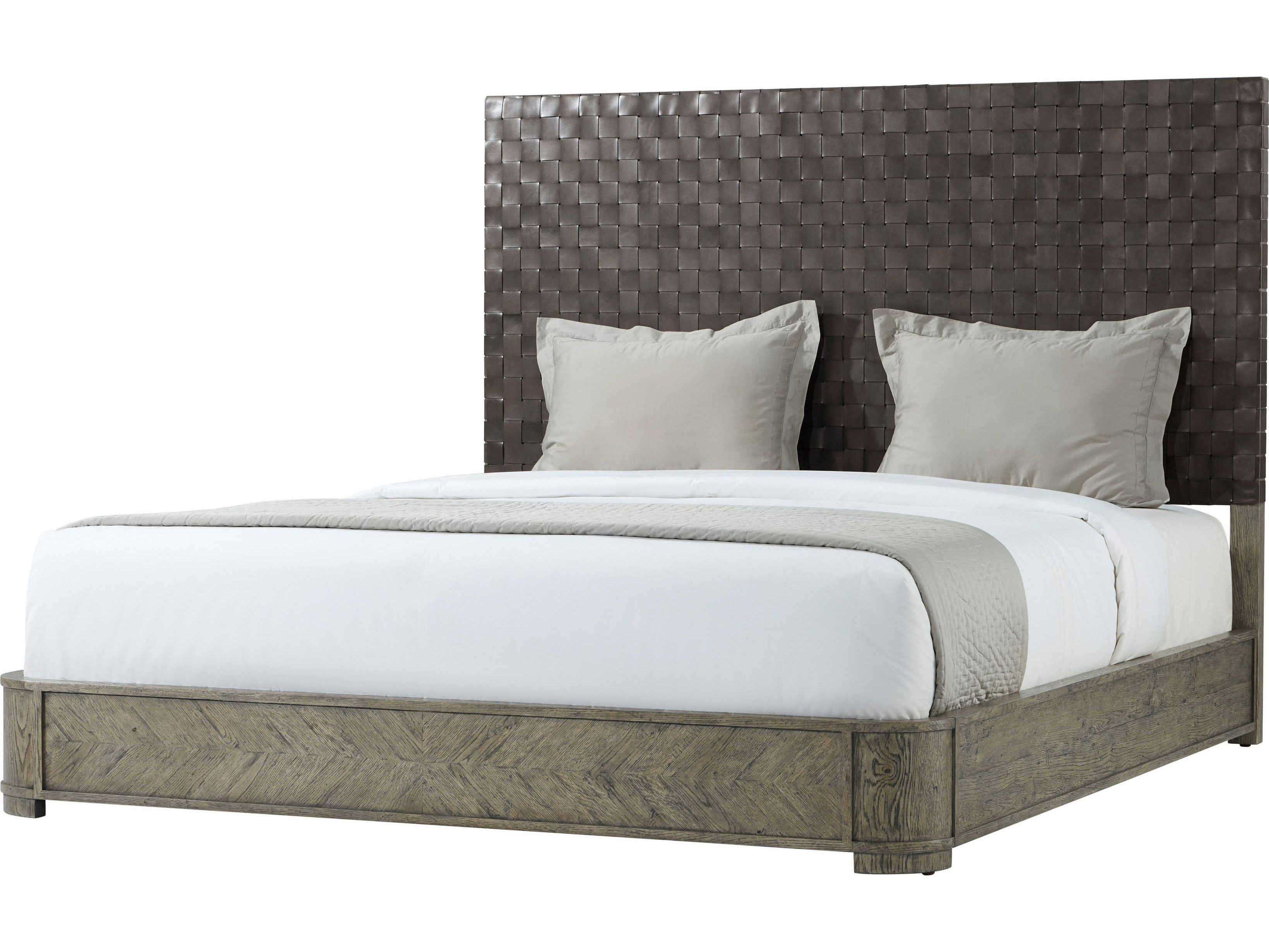 Theodore Alexander The Echoes Phoenix Leather Grey Echo Oak Wood Weston California King Platform Bed