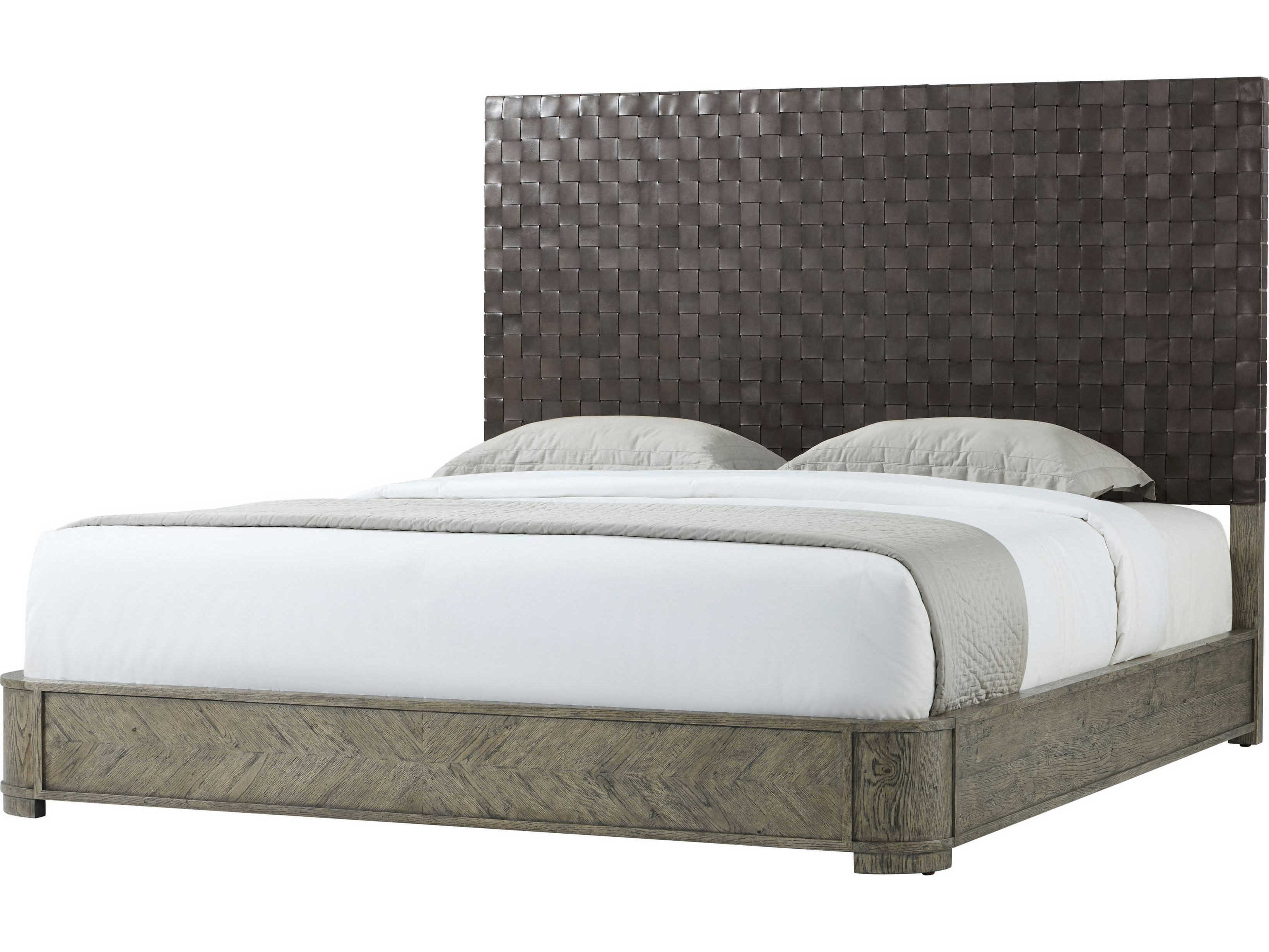 Theodore Alexander The Echoes Phoenix Leather Grey Echo Oak Wood Weston California King Platform Bed