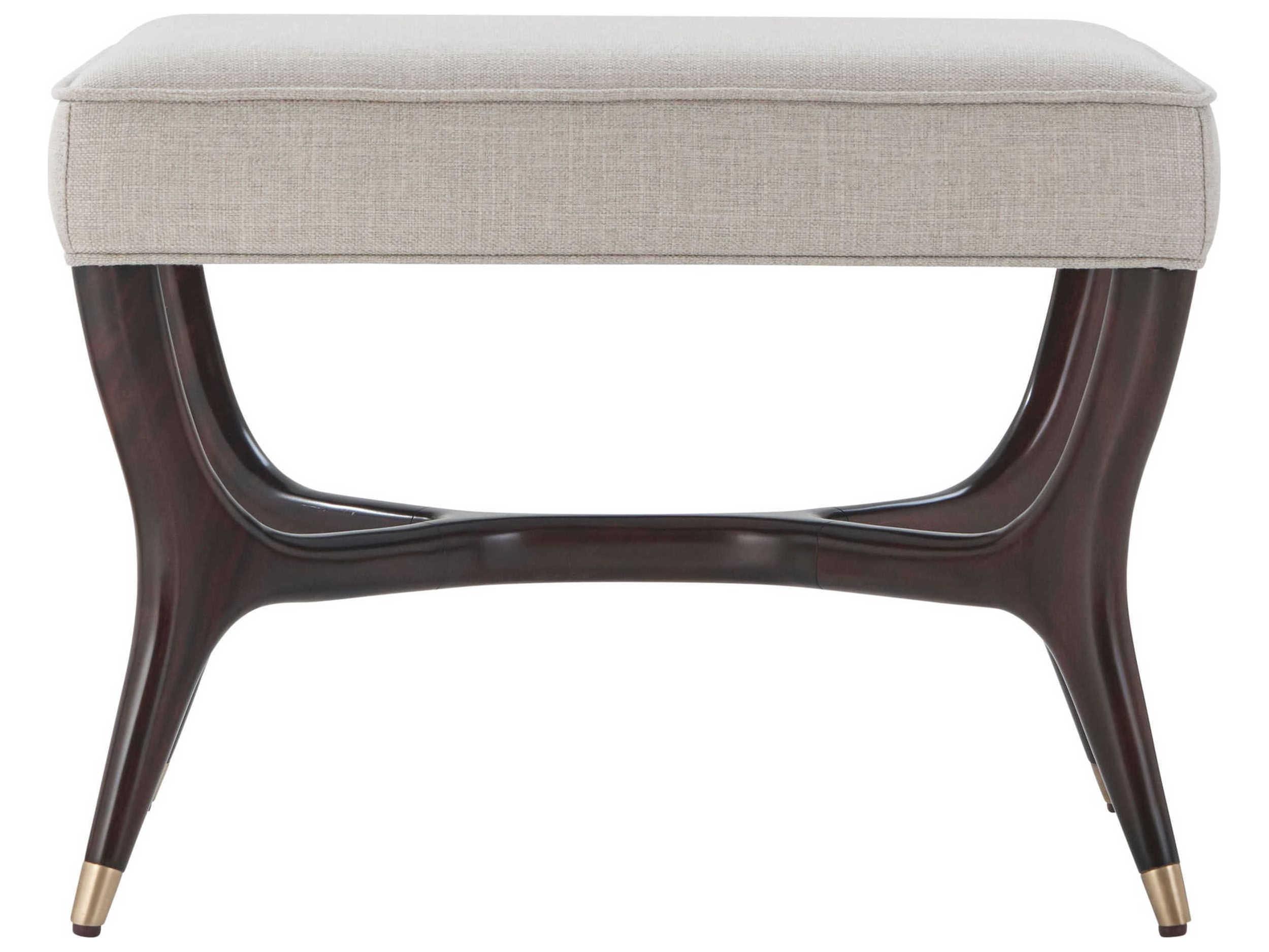 Theodore Alexander Keno Bros. Estate Mahogany Brown Upholstered Ottoman