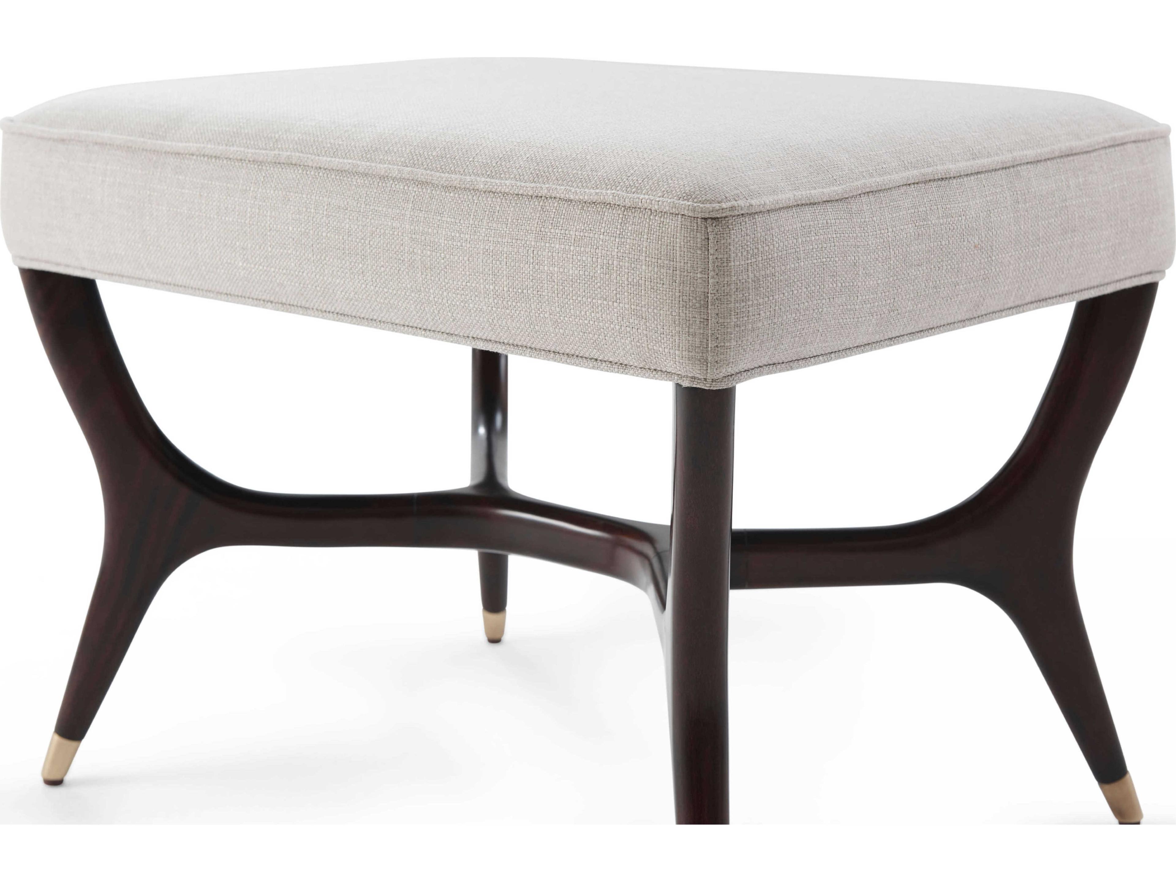 Theodore Alexander Keno Bros. Estate Mahogany Brown Upholstered Ottoman