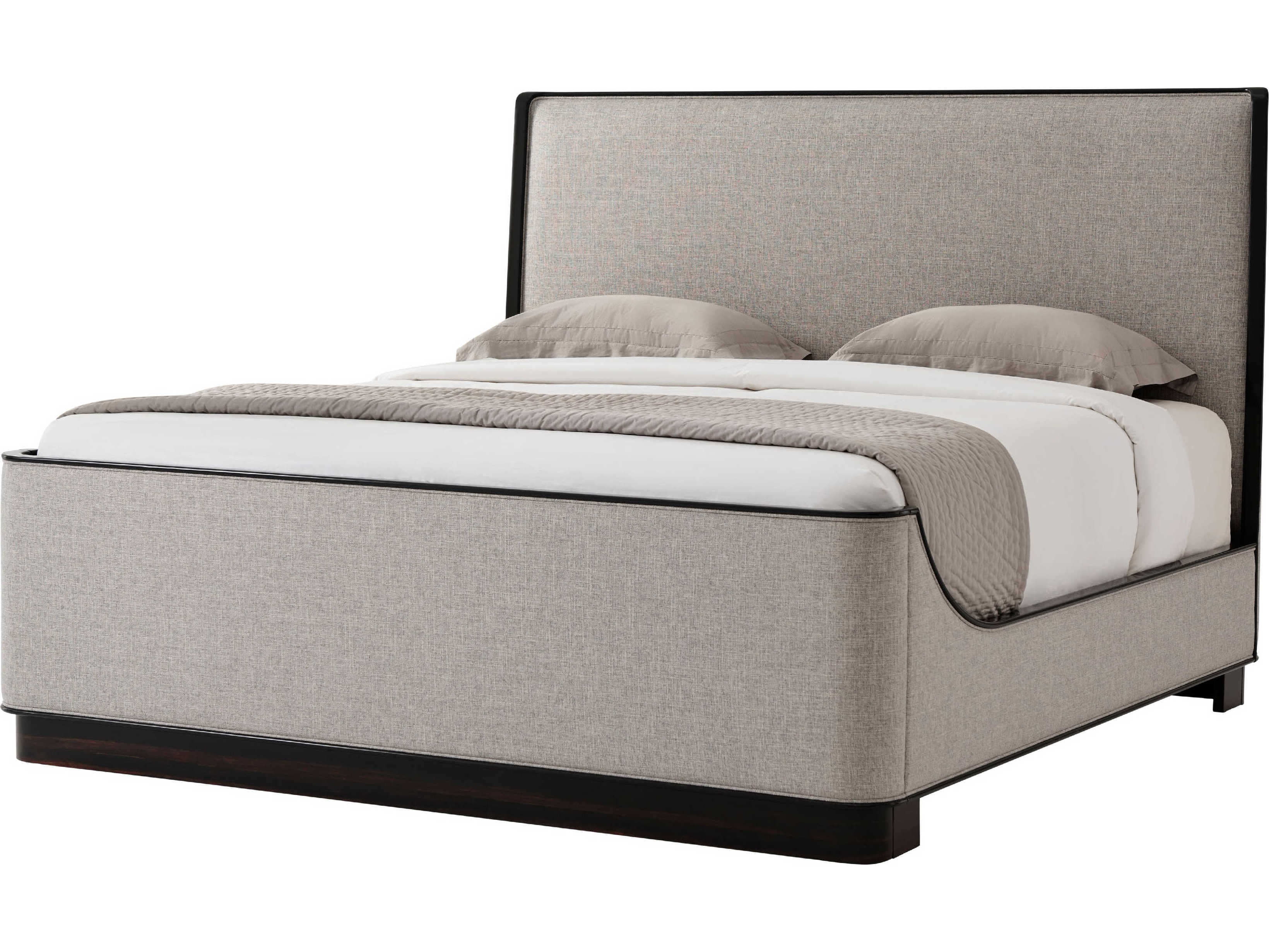 Theodore Alexander Keno Bros. Dark Lacquer Linea Gray Mahogany Wood The Foundation King Panel Bed