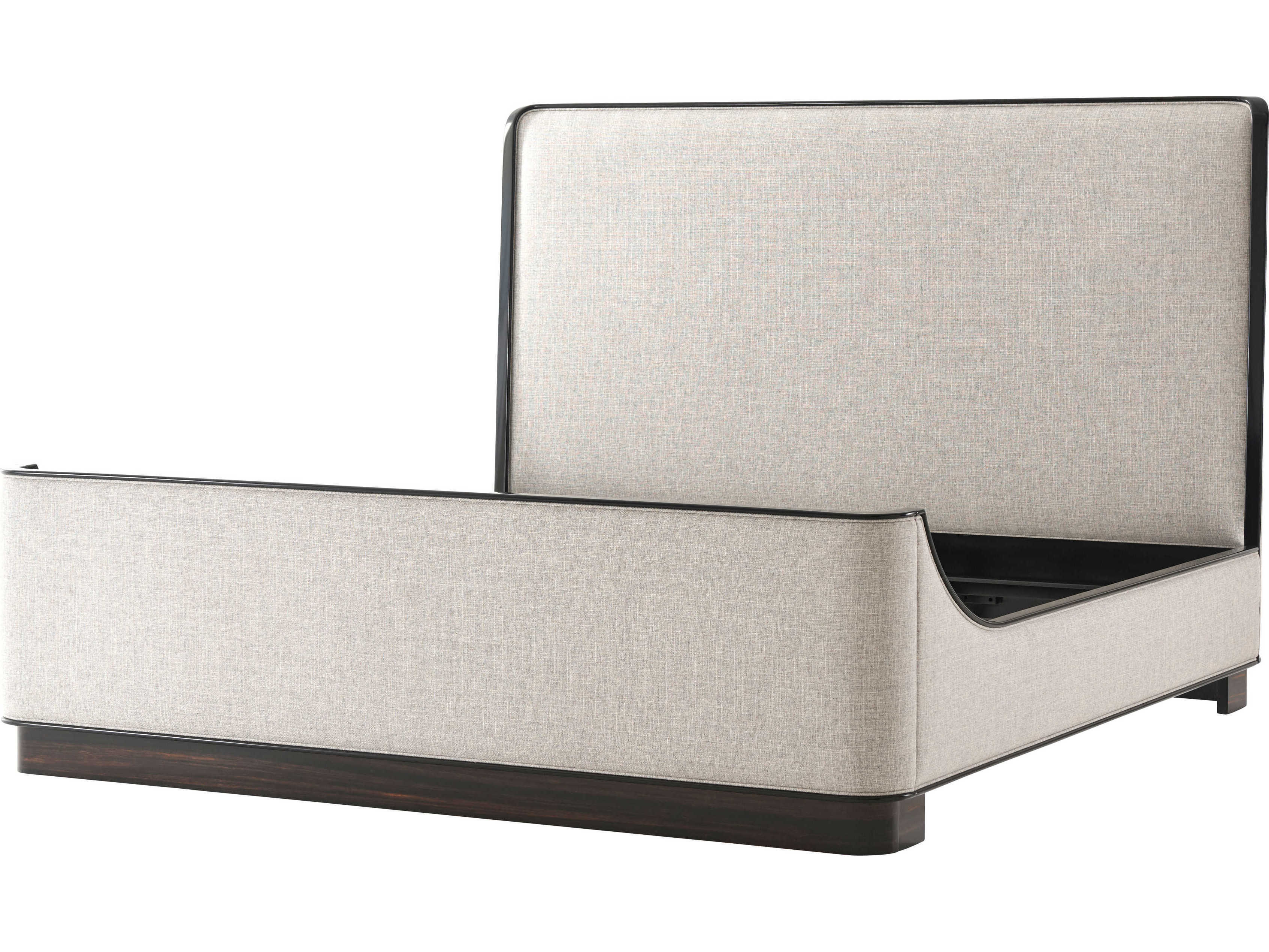 Theodore Alexander Keno Bros. Dark Lacquer Linea Gray Mahogany Wood The Foundation King Panel Bed