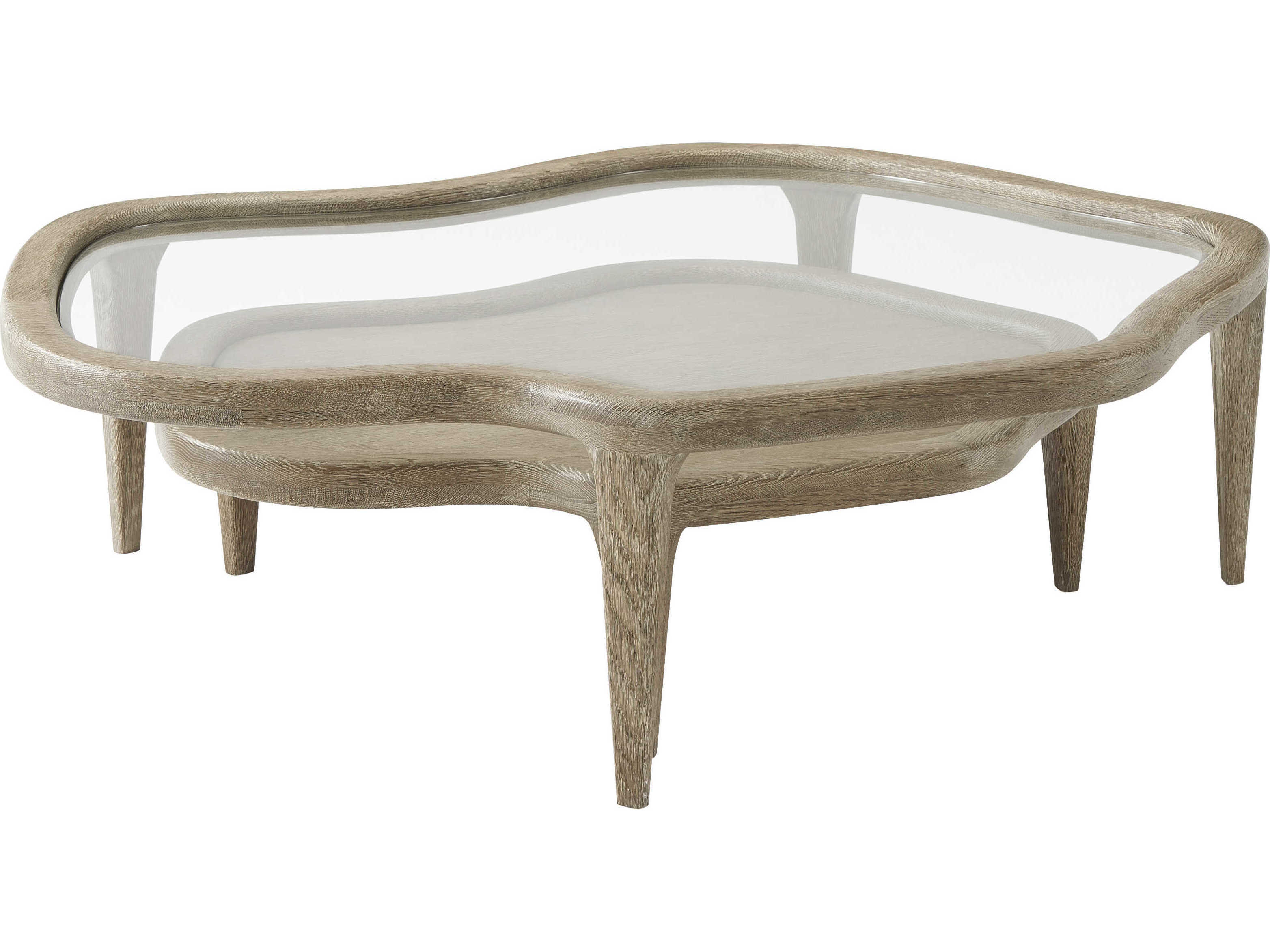 Theodore Alexander The Michael Berman Oak Veneer Glass Coffee Table
