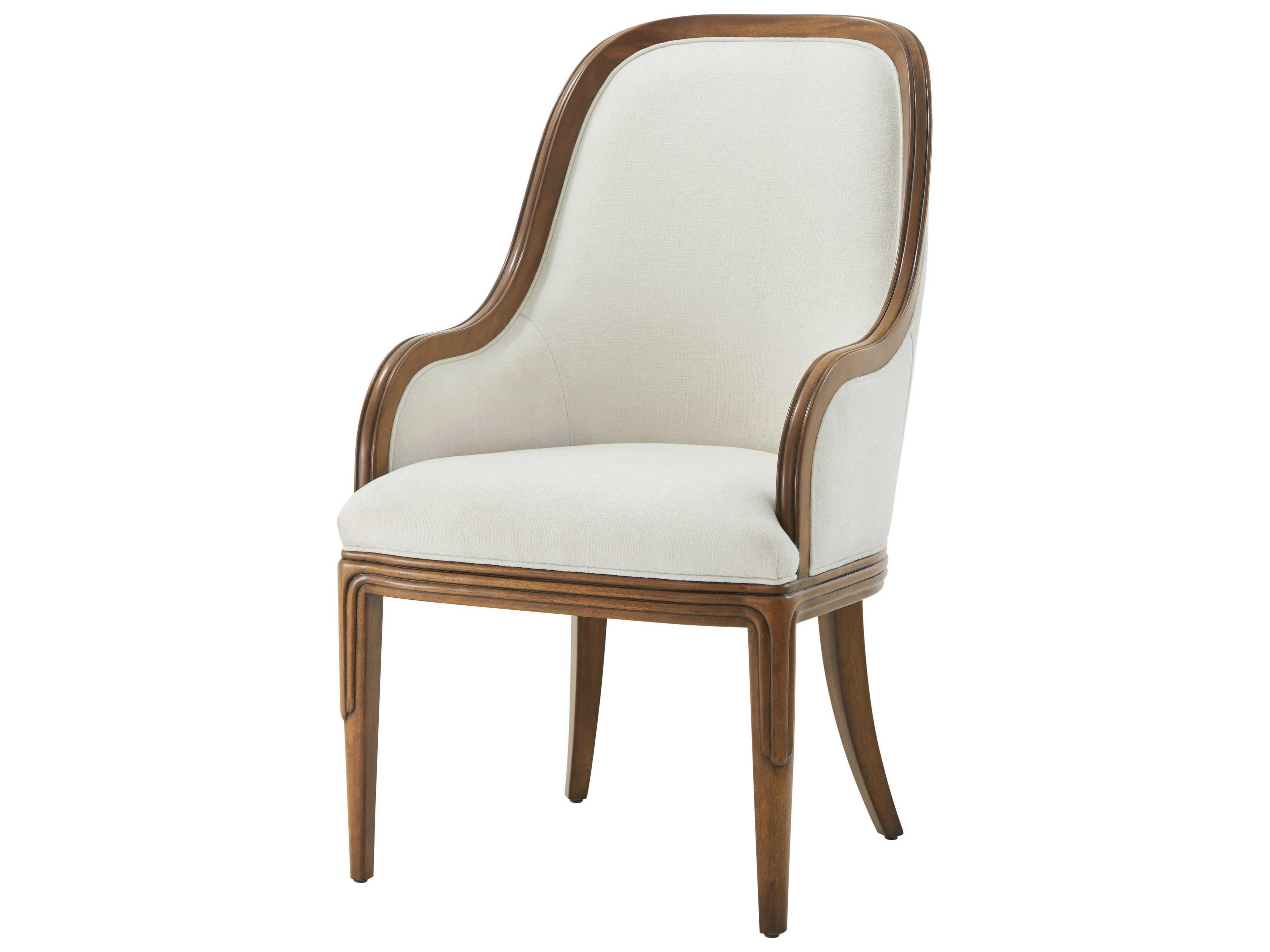 Theodore Alexander Dorchester Solid Wood Brown Upholstered Dorchester Arm Dining Chair