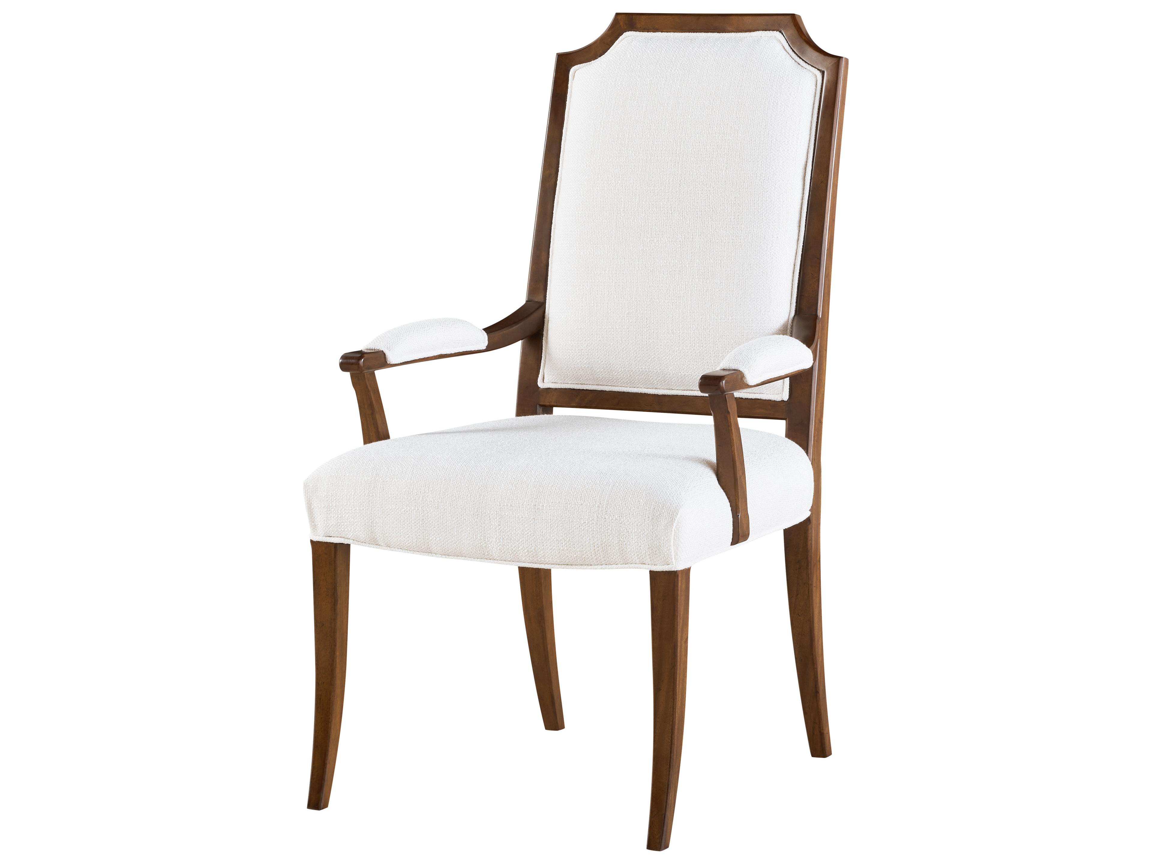 Theodore Alexander Sloane Solid Wood Brown Upholstered Arm Dining Chair