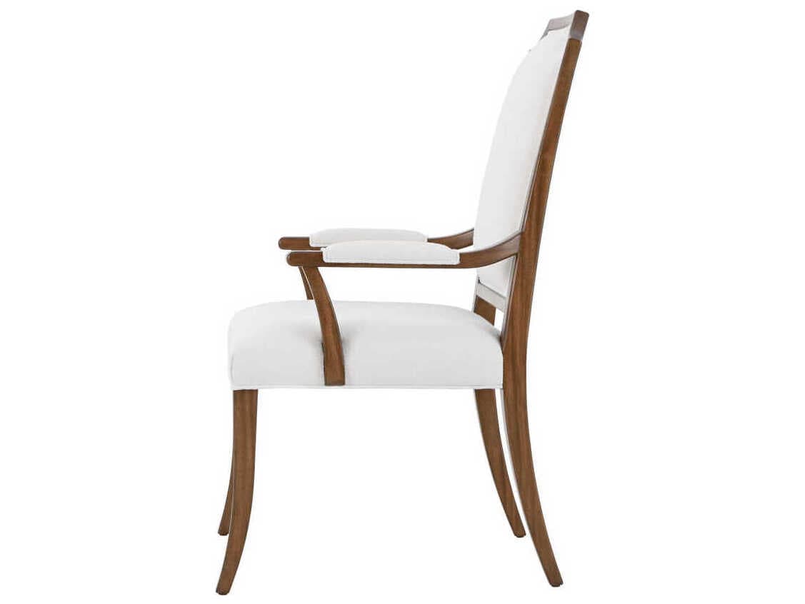 Theodore Alexander Sloane Solid Wood Brown Upholstered Arm Dining Chair