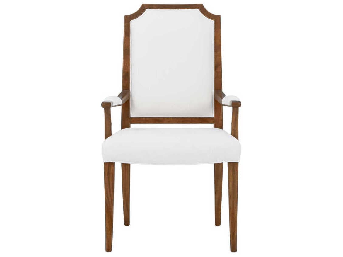 Theodore Alexander Sloane Solid Wood Brown Upholstered Arm Dining Chair