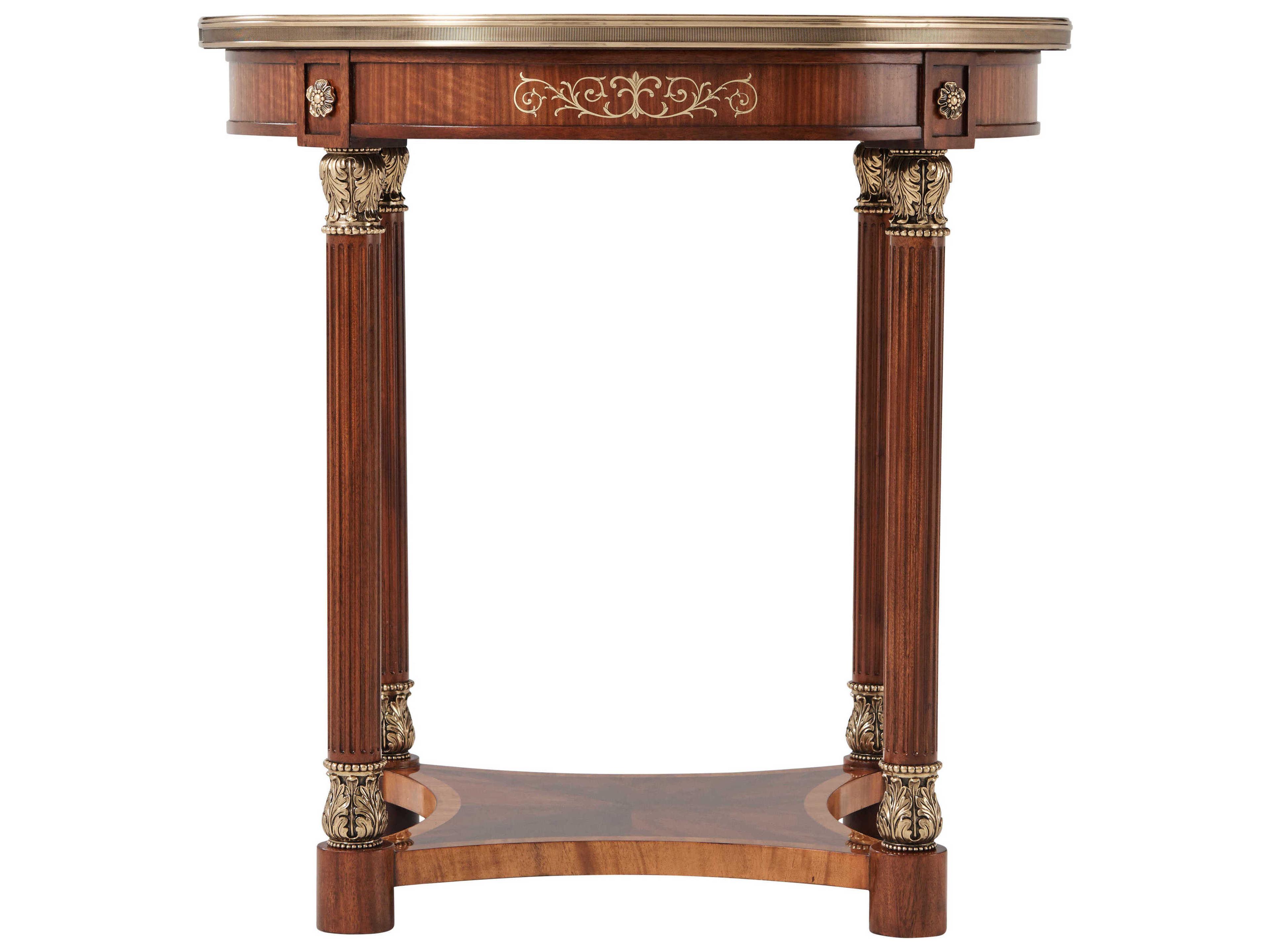 Theodore Alexander Stephen Church Round Wood Light Etimoe Paulette End Table