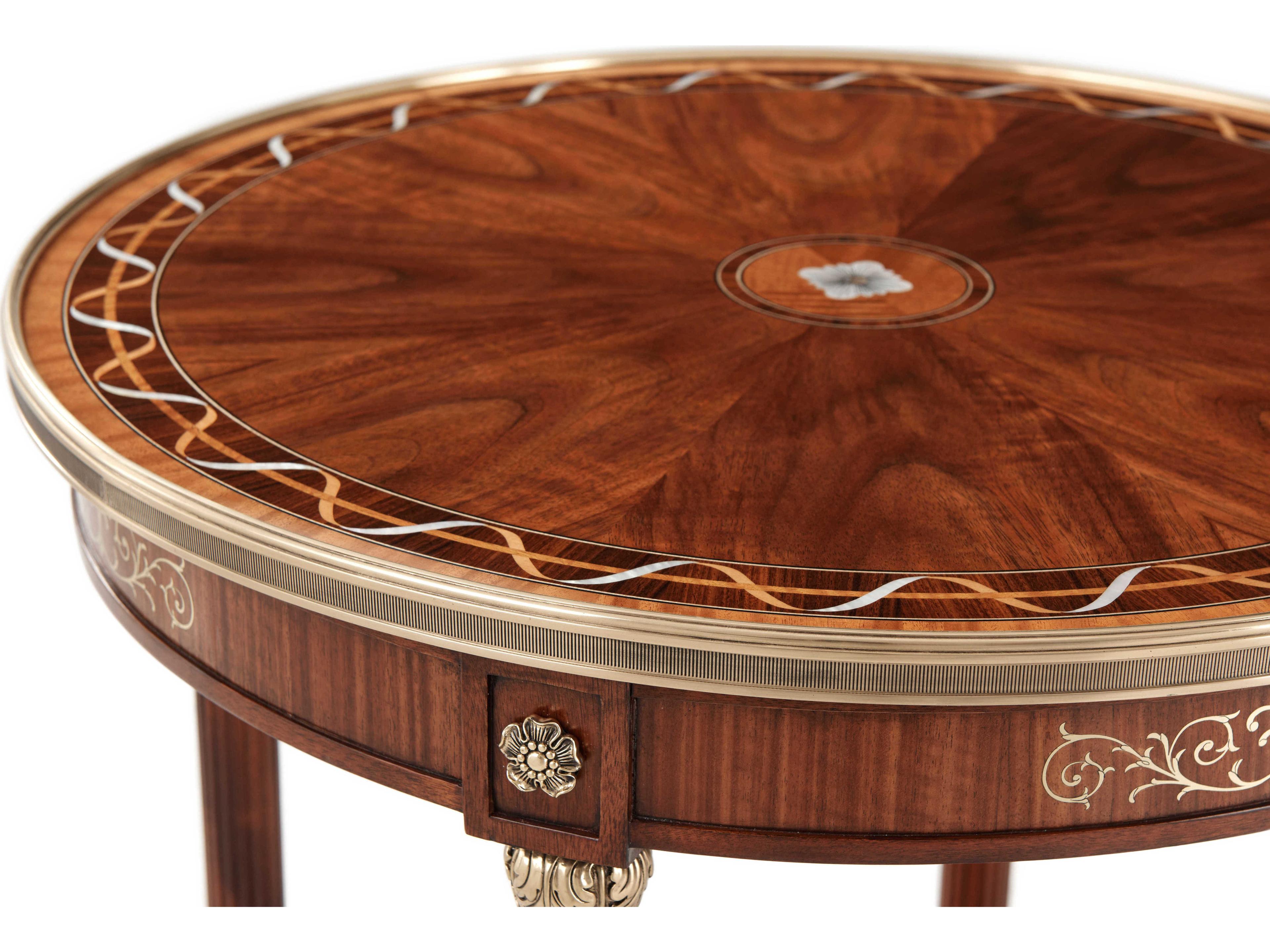 Theodore Alexander Stephen Church Round Wood Light Etimoe Paulette End Table