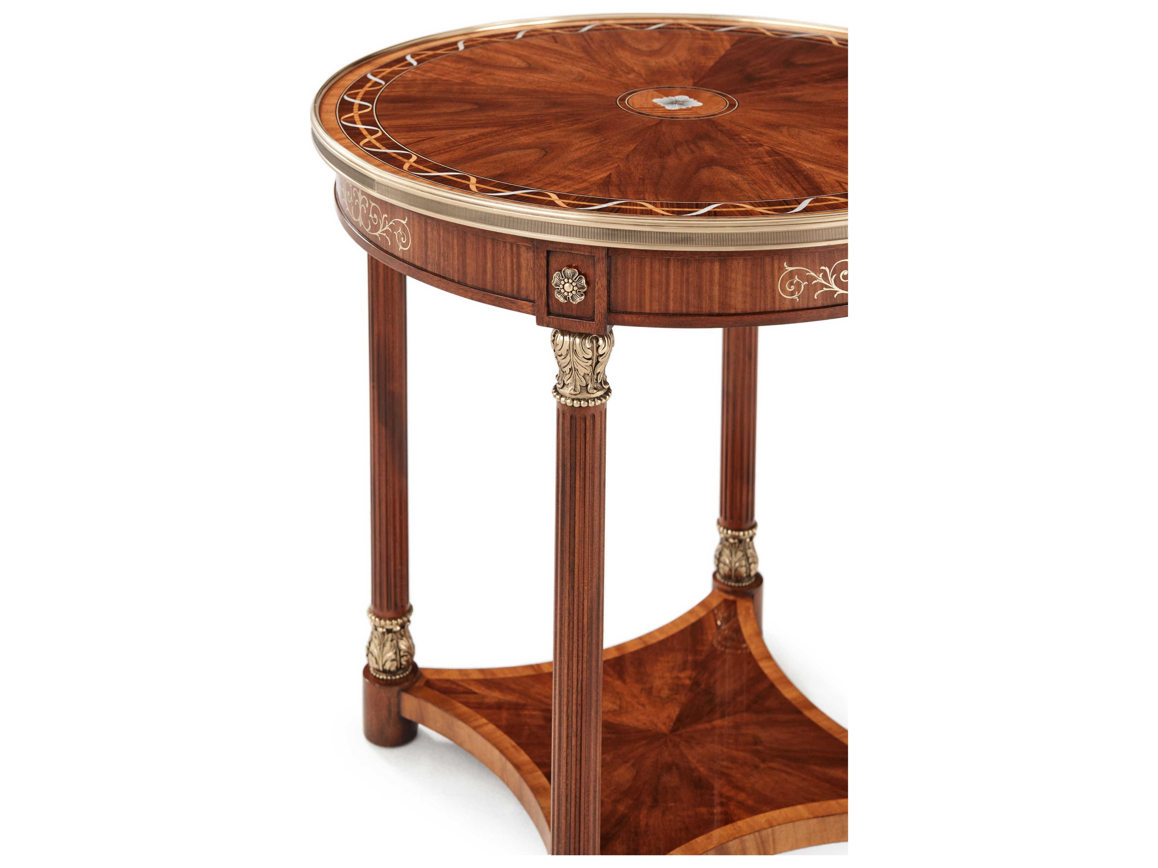 Theodore Alexander Stephen Church Round Wood Light Etimoe Paulette End Table