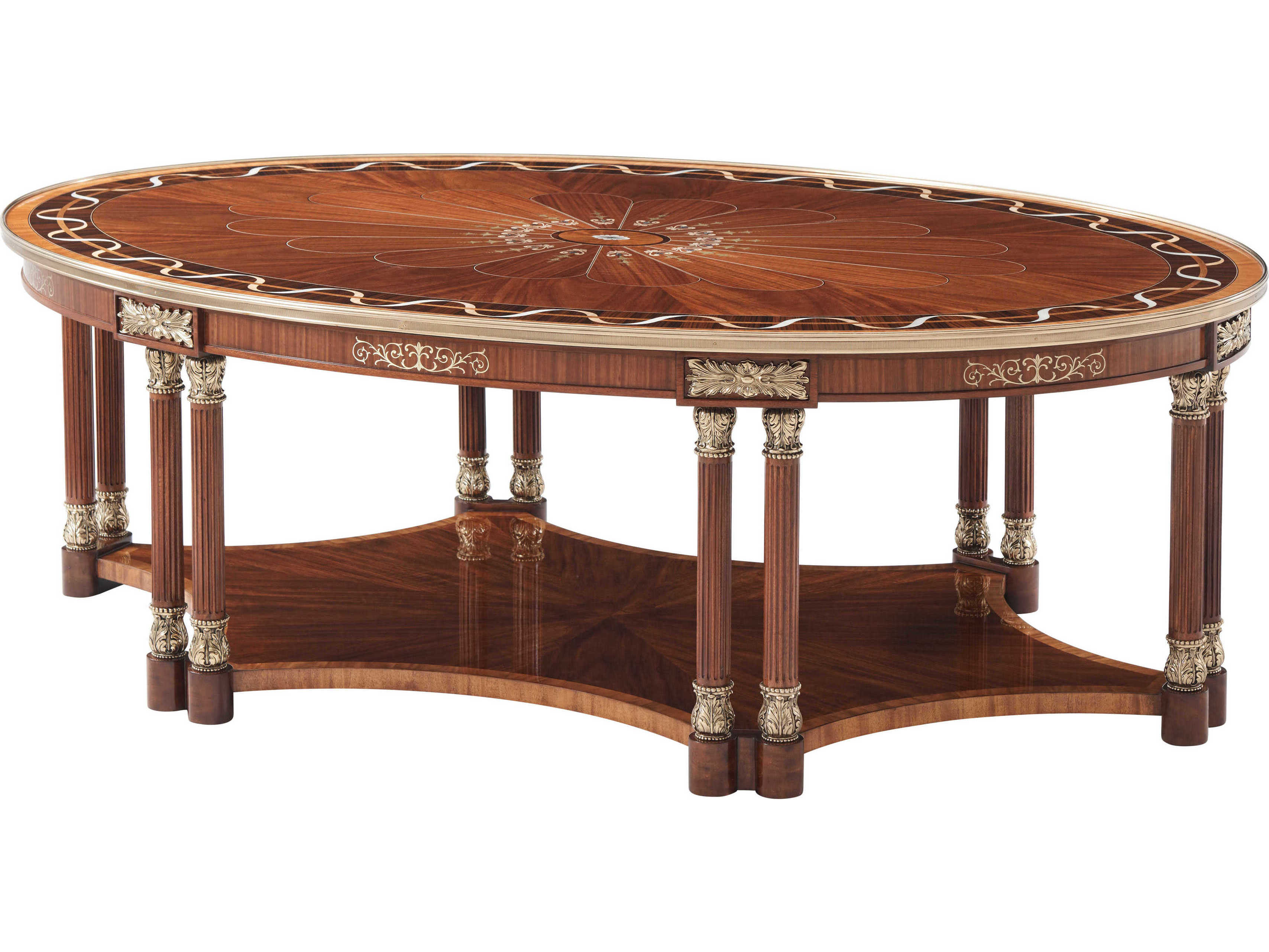 Theodore Alexander Stephen Church Oval Wood Light Etimoe Paulette Cocktail Table