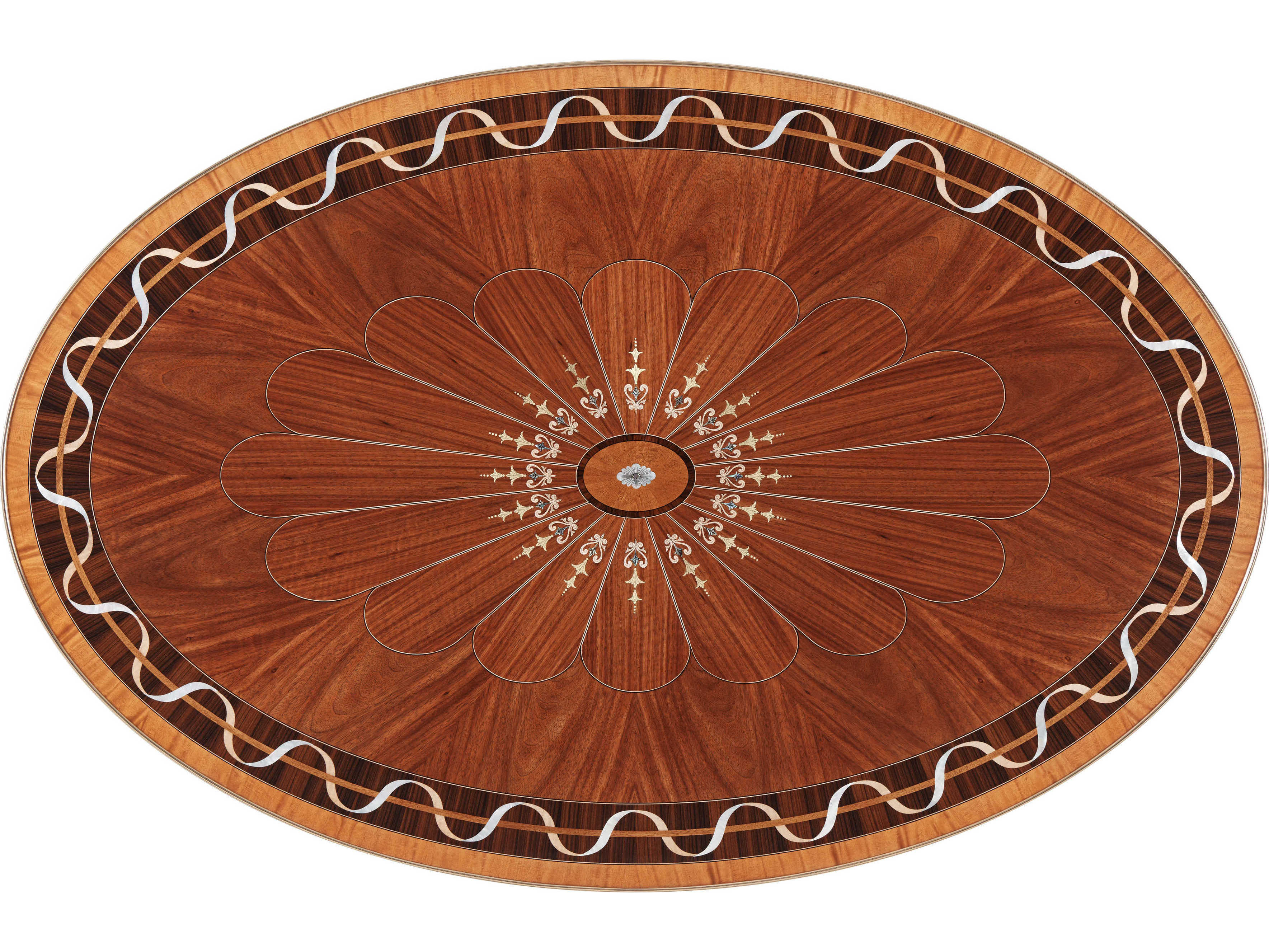 Theodore Alexander Stephen Church Oval Wood Light Etimoe Paulette Cocktail Table