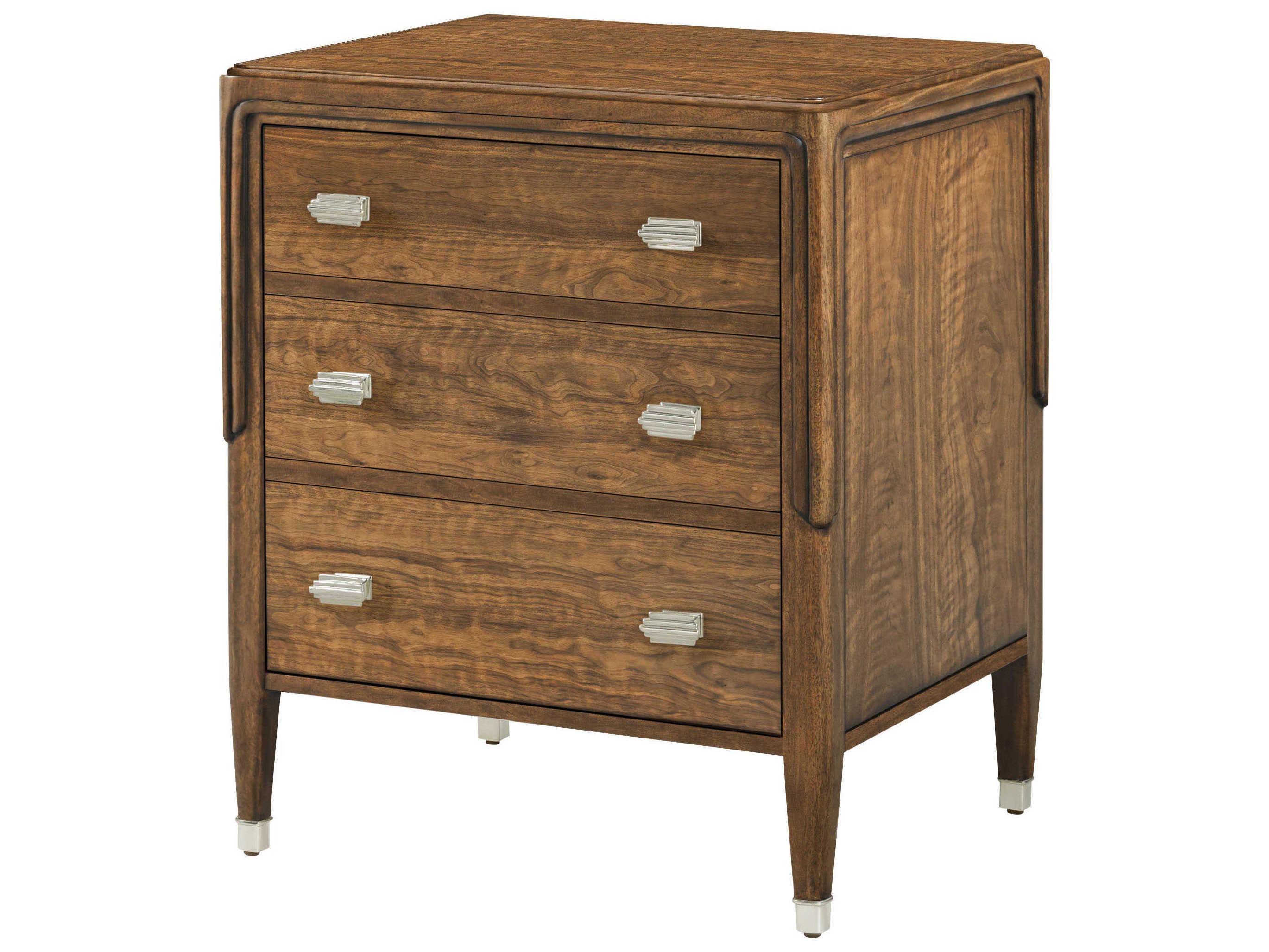 Theodore Alexander Dorchester 3-Drawers Brown Nightstand