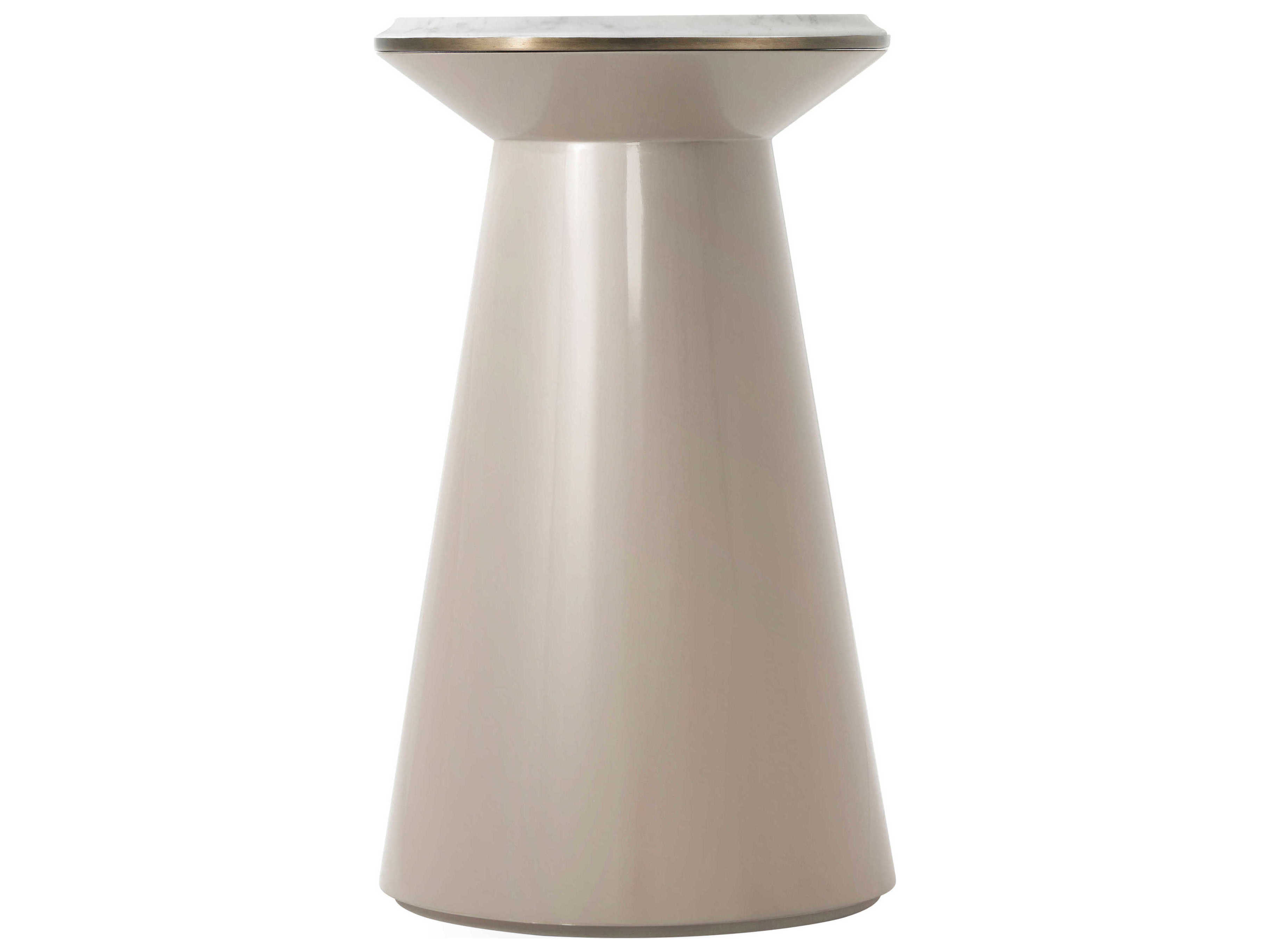 Theodore Alexander Steve Leung Round Marble Vintage Taupe Contour End Table