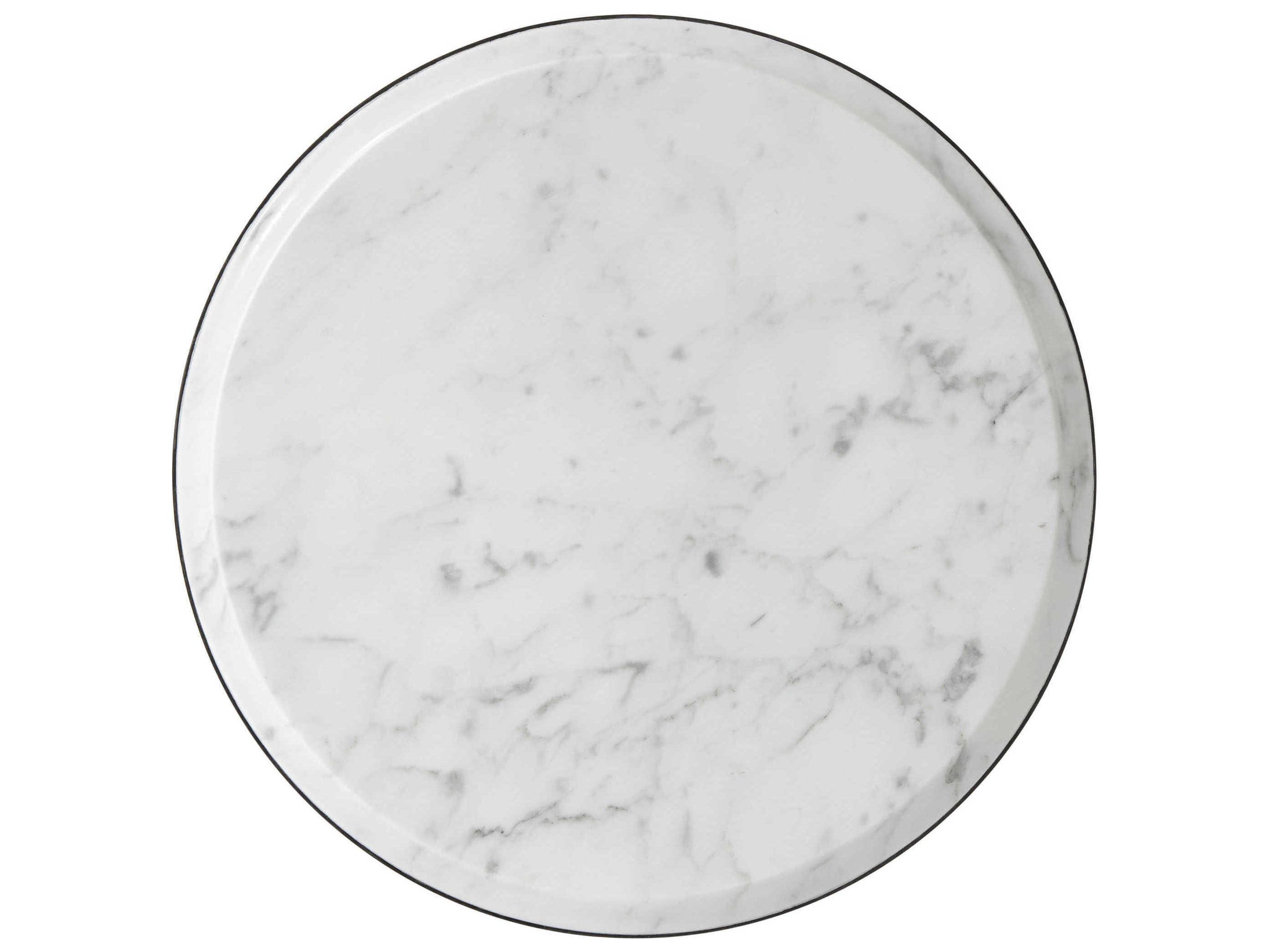 Theodore Alexander Steve Leung Round Marble Vintage Taupe Contour End Table