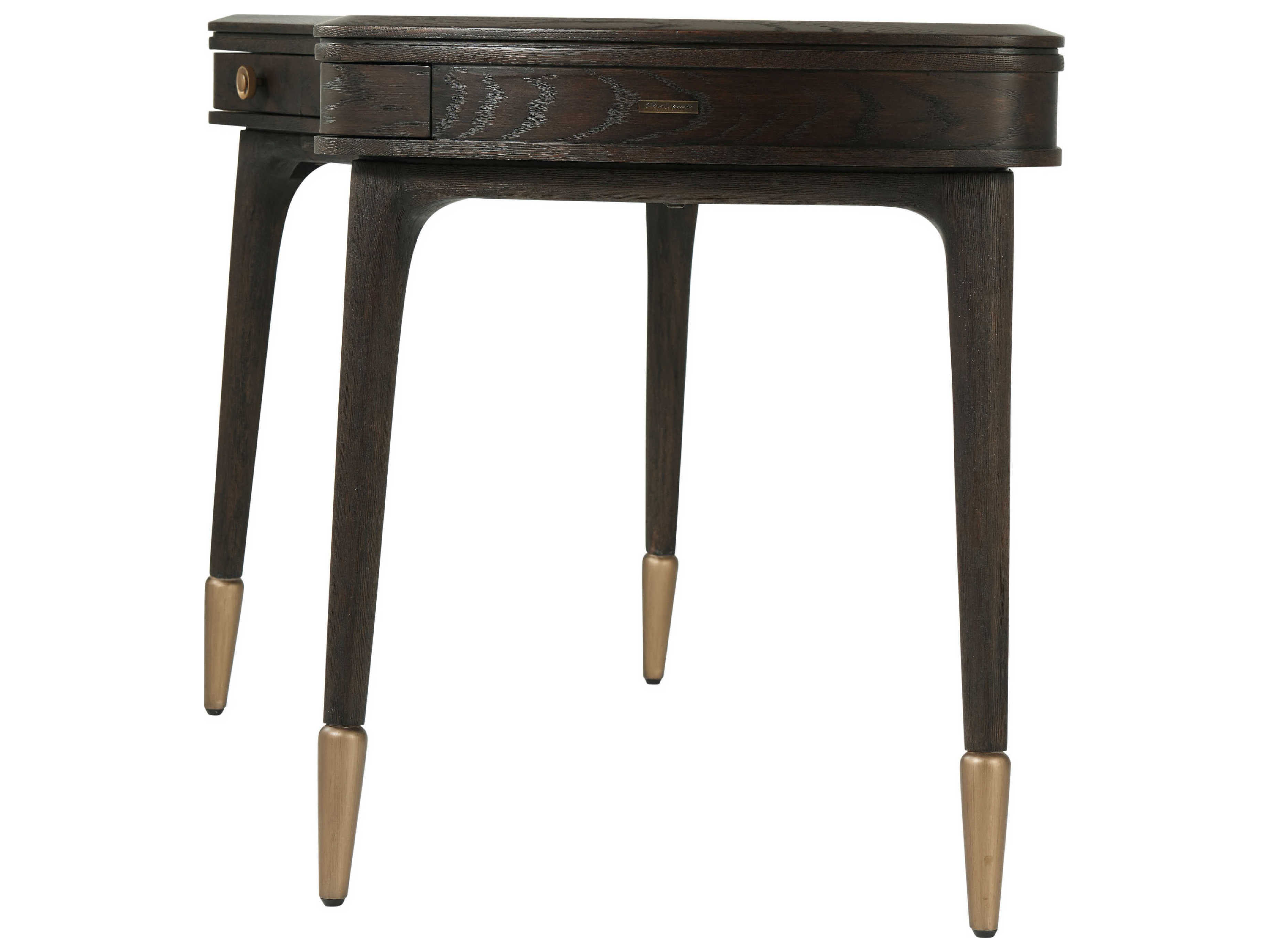 Theodore Alexander Steve Leung Storm Brushed Vintage Bronze Brown Oak Wood Legacy Writing Desk