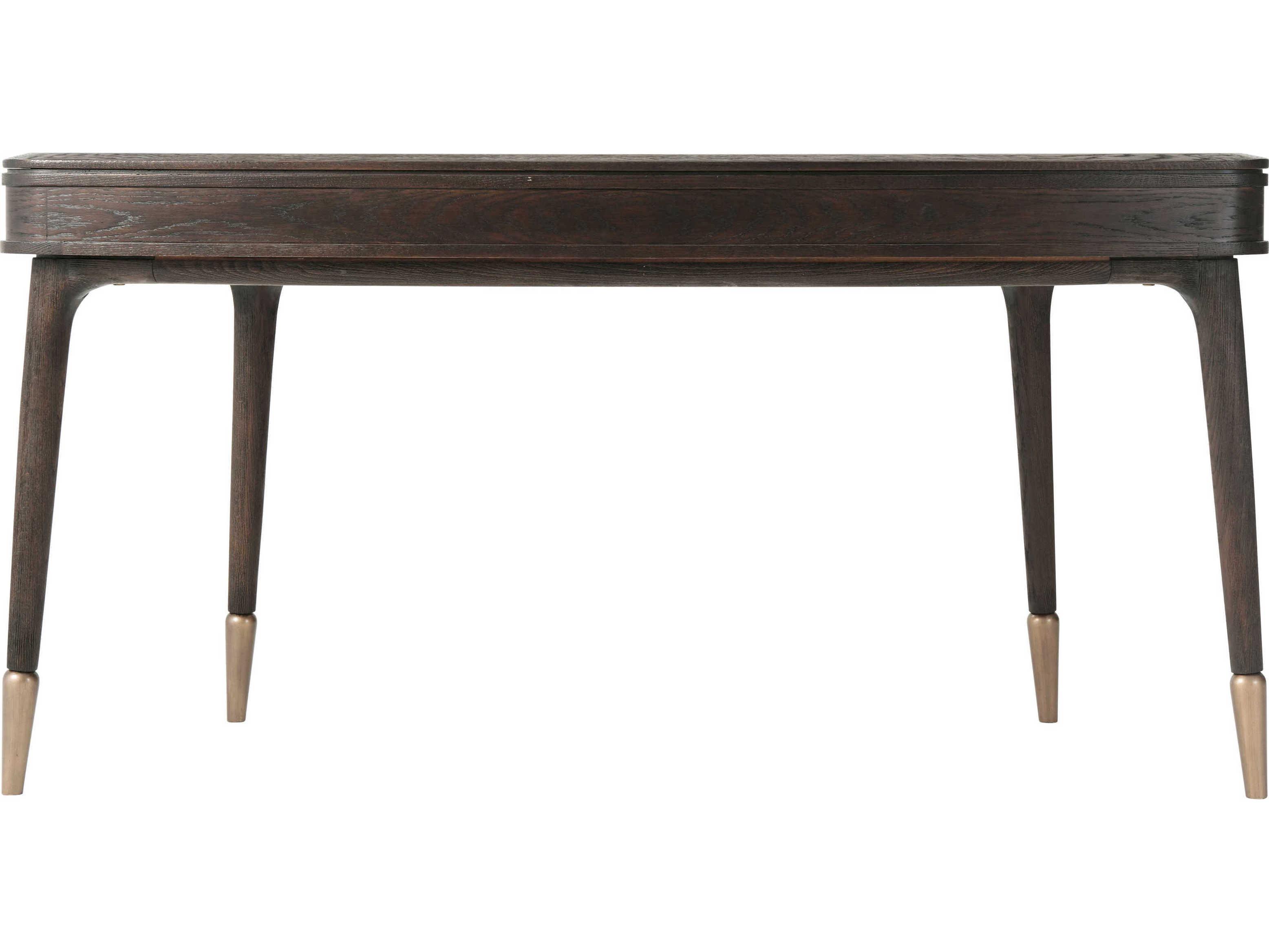 Theodore Alexander Steve Leung Storm Brushed Vintage Bronze Brown Oak Wood Legacy Writing Desk