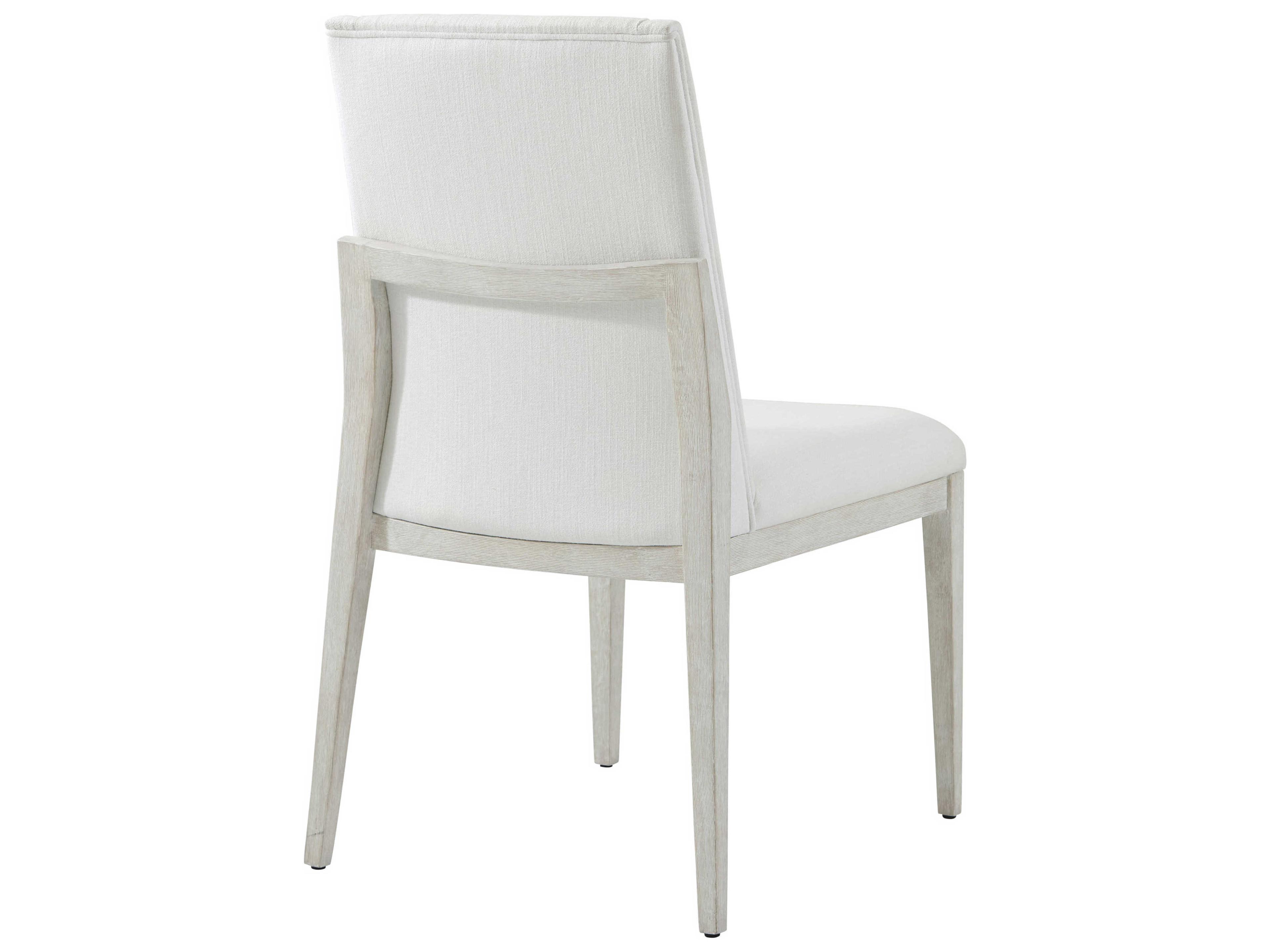 Theodore Alexander Breeze Pine Wood White Upholstered Side Dining Chair