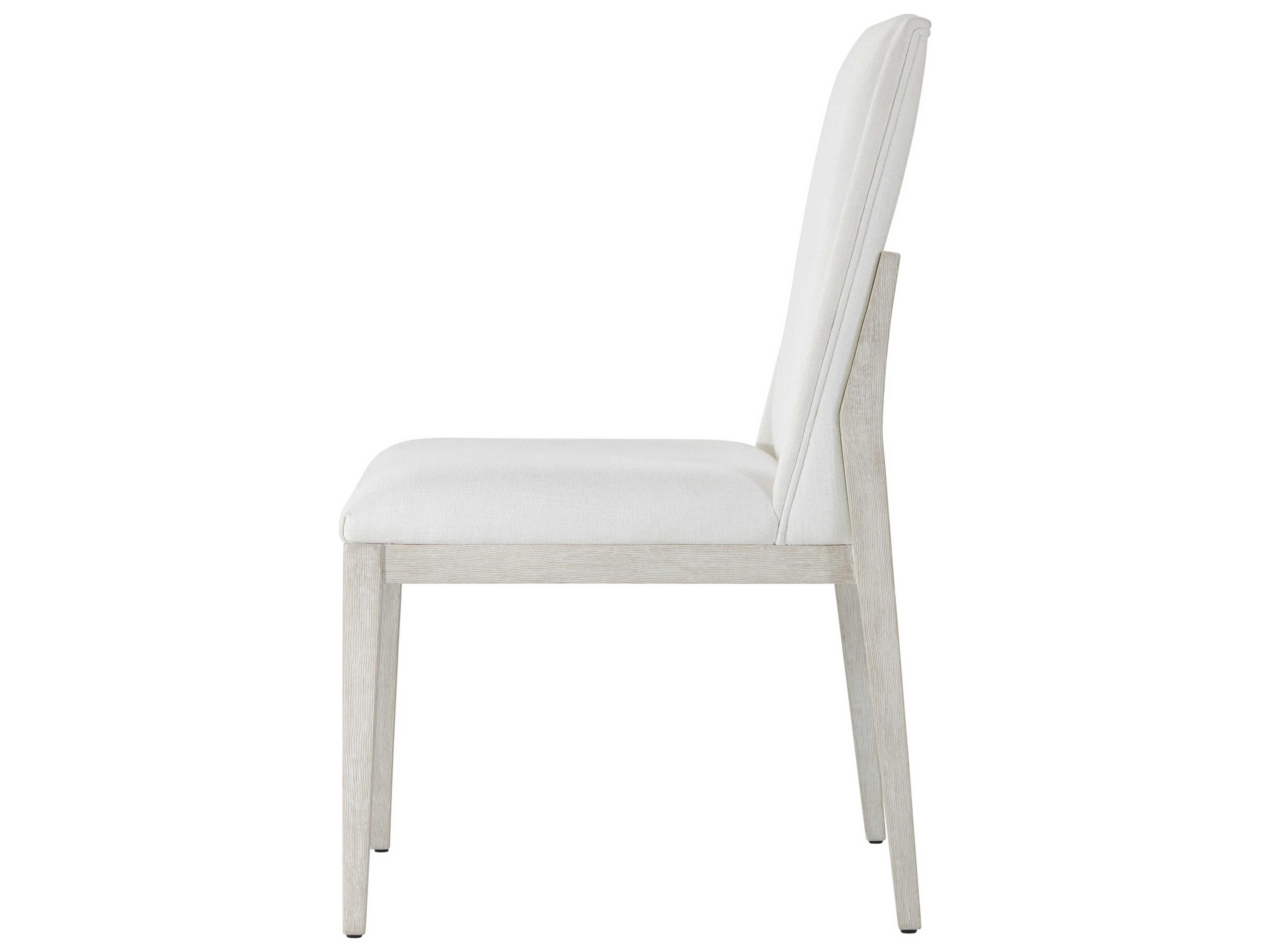 Theodore Alexander Breeze Pine Wood White Upholstered Side Dining Chair