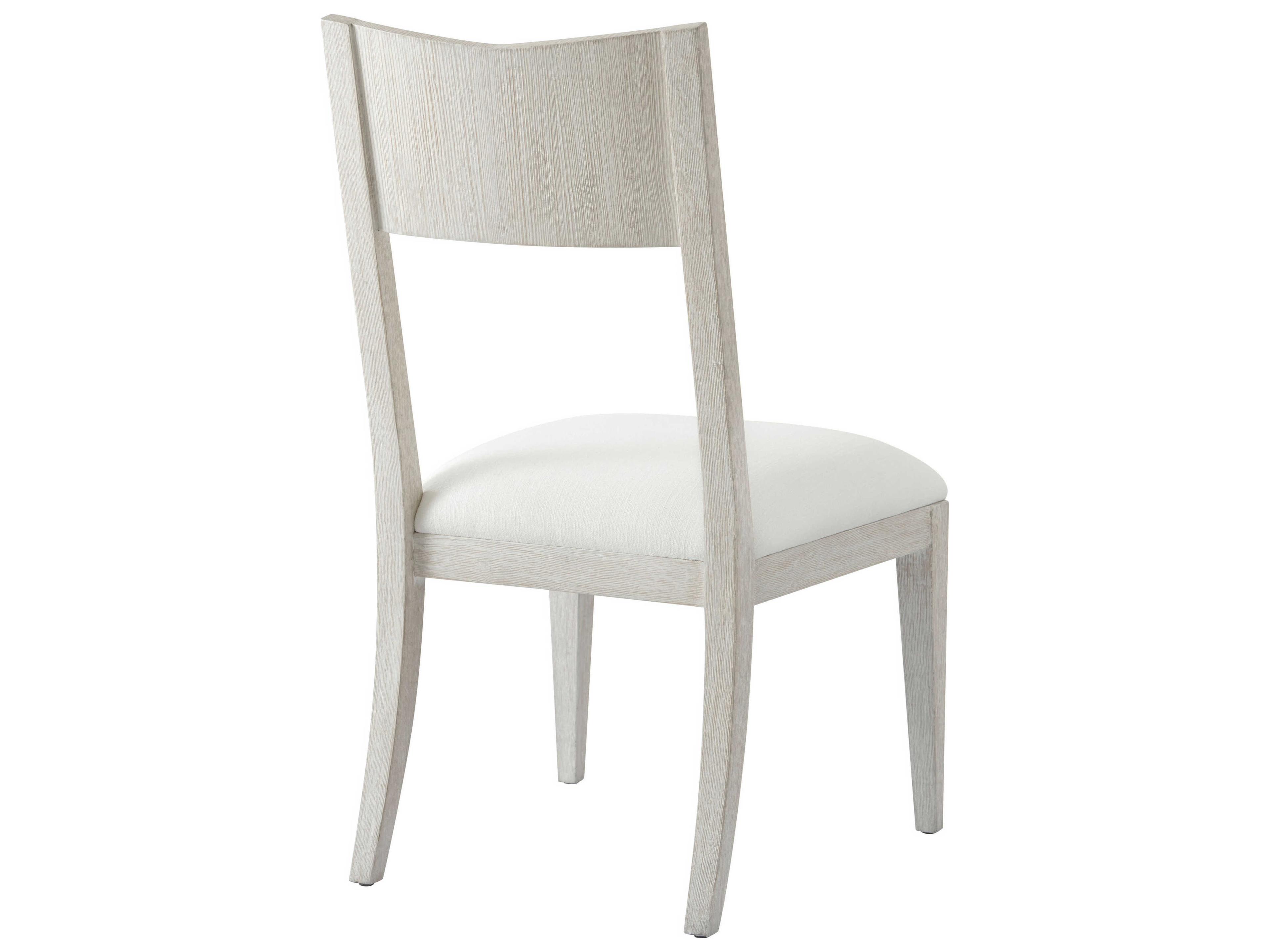 Theodore Alexander Breeze Pine Wood White Upholstered Side Dining Chair
