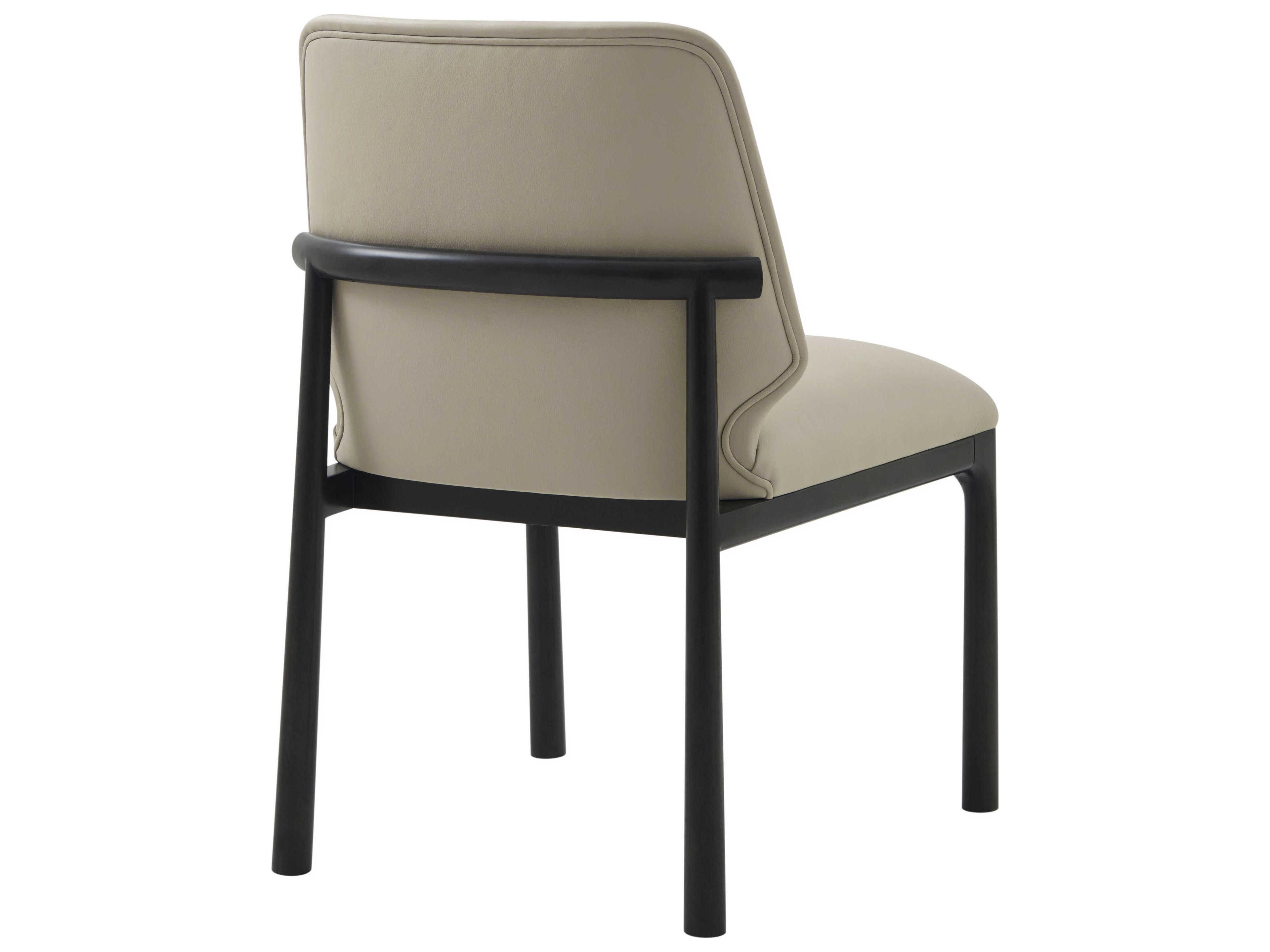 Theodore Alexander Kesden Black Leather Side Dining Chair