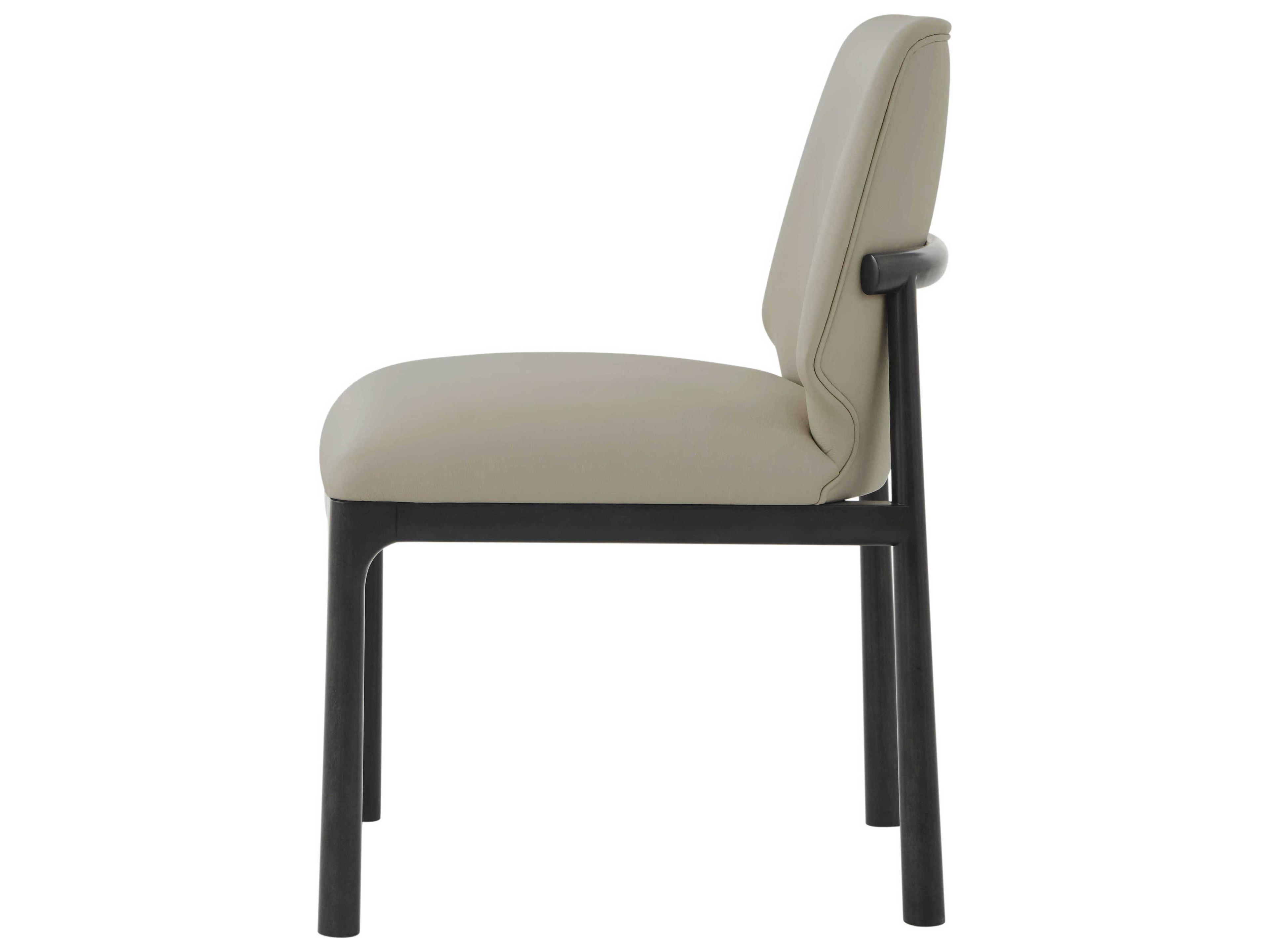 Theodore Alexander Kesden Black Leather Side Dining Chair