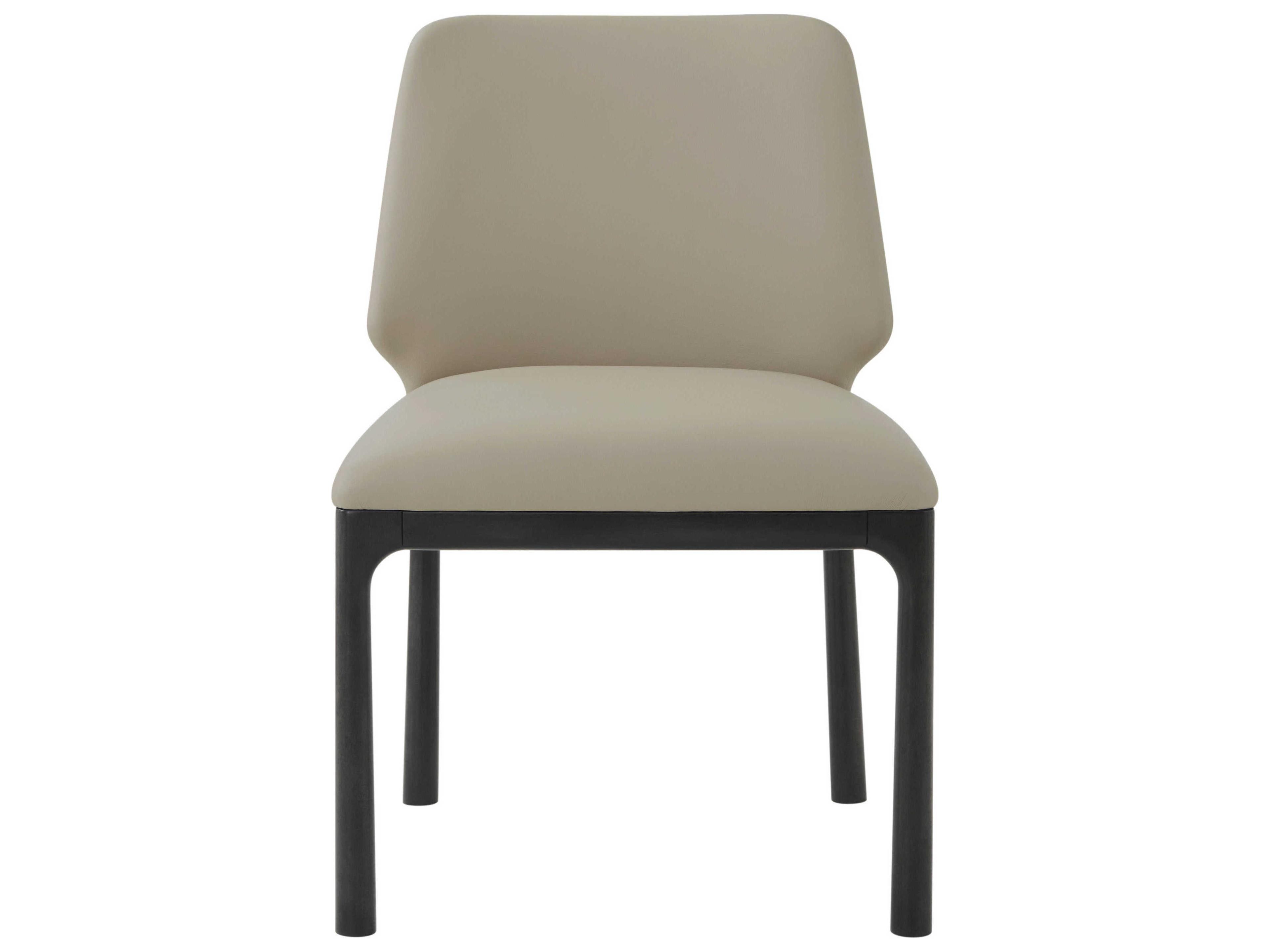 Theodore Alexander Kesden Black Leather Side Dining Chair