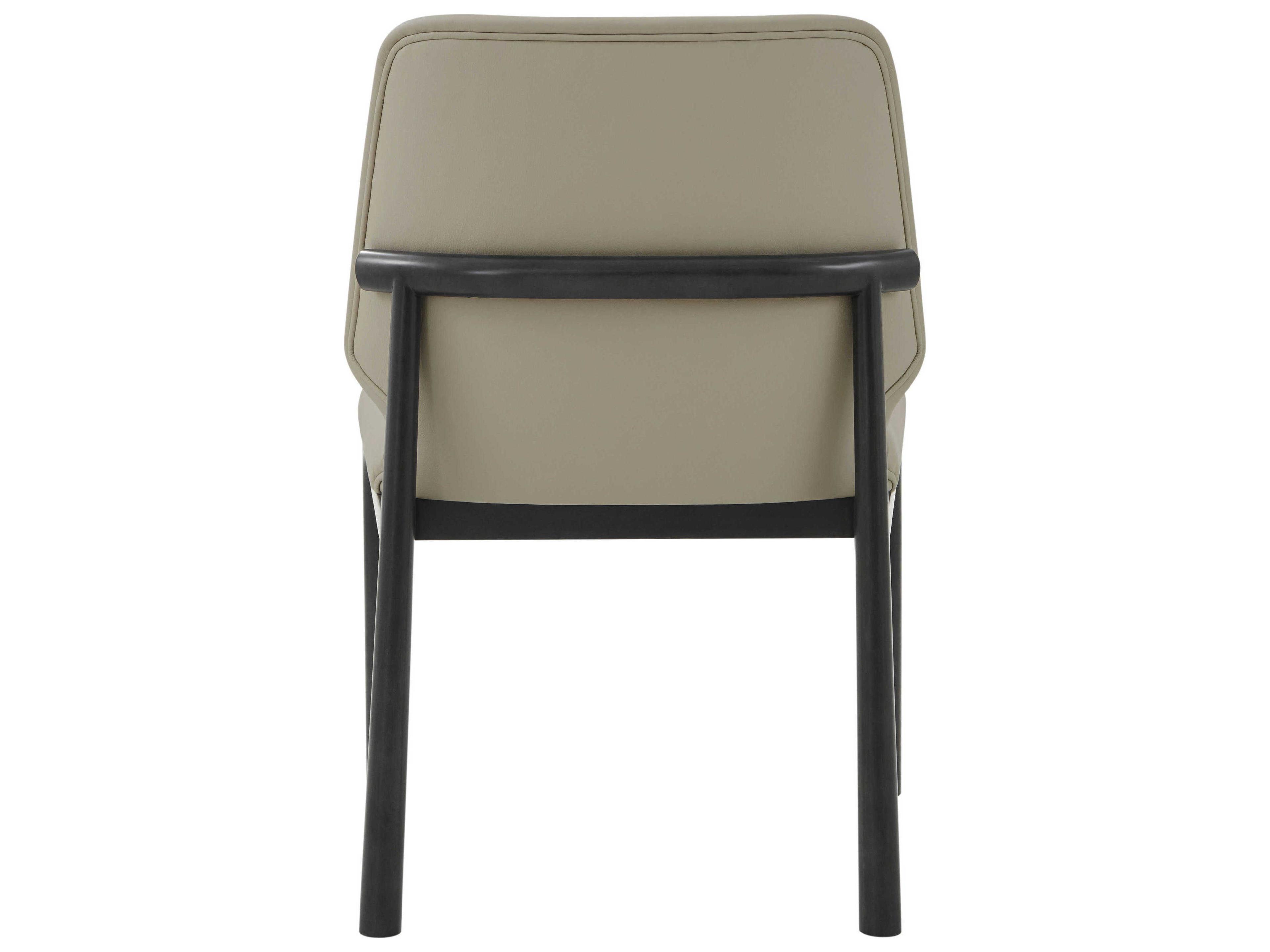 Theodore Alexander Kesden Black Leather Side Dining Chair