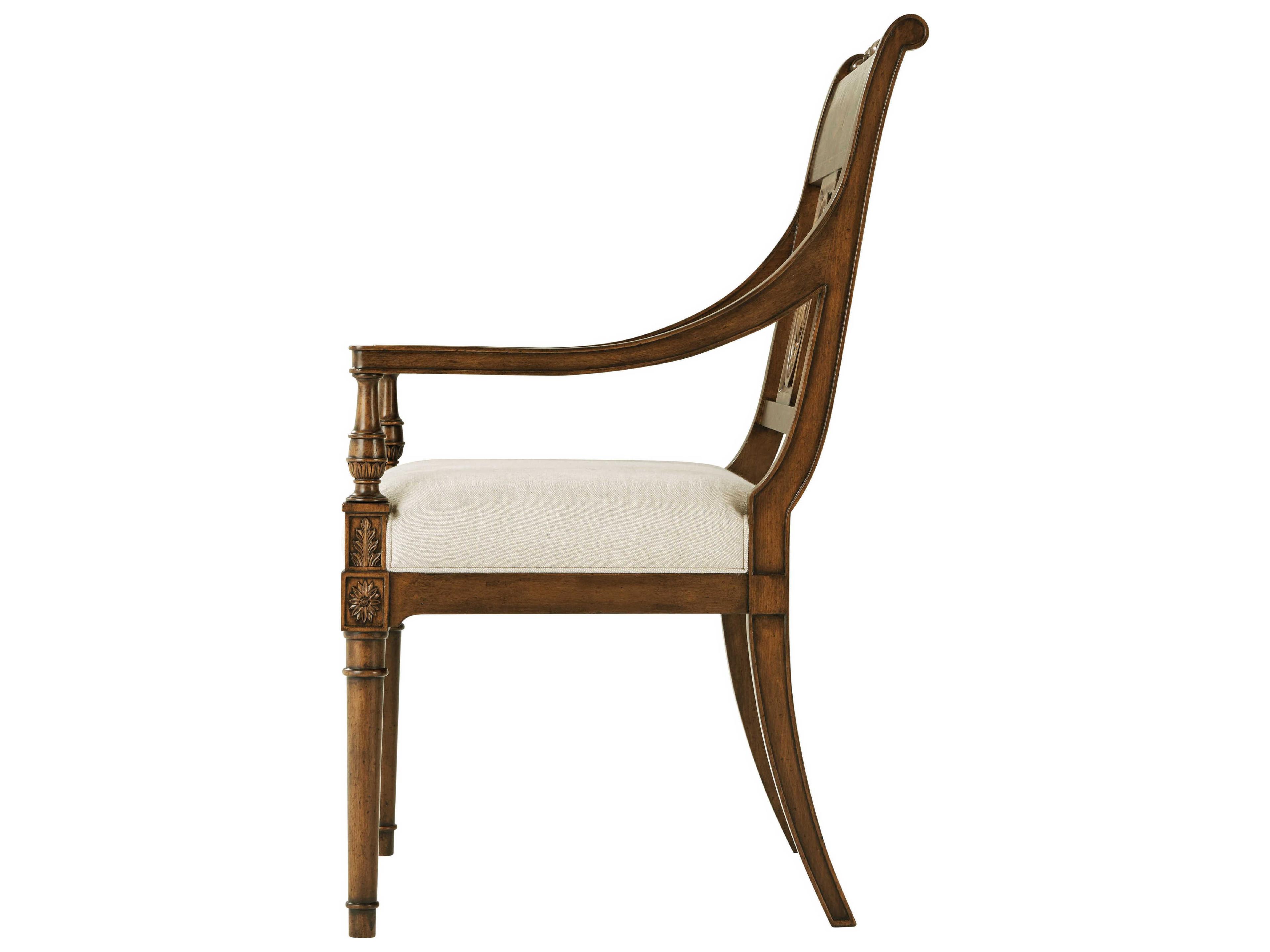 Theodore Alexander Tavel Beech Wood Brown Upholstered The Iven Arm Dining Chair