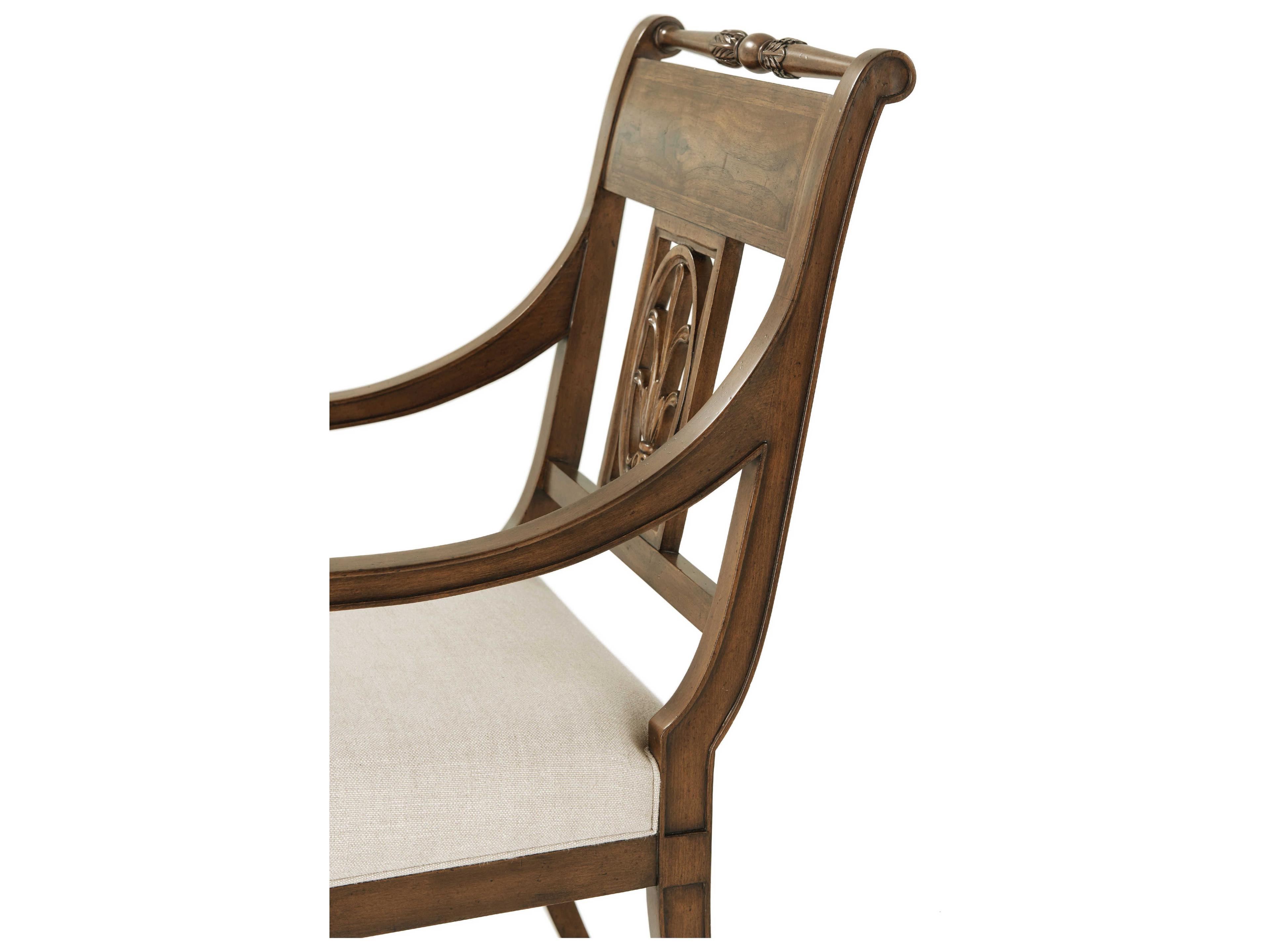 Theodore Alexander Tavel Beech Wood Brown Upholstered The Iven Arm Dining Chair