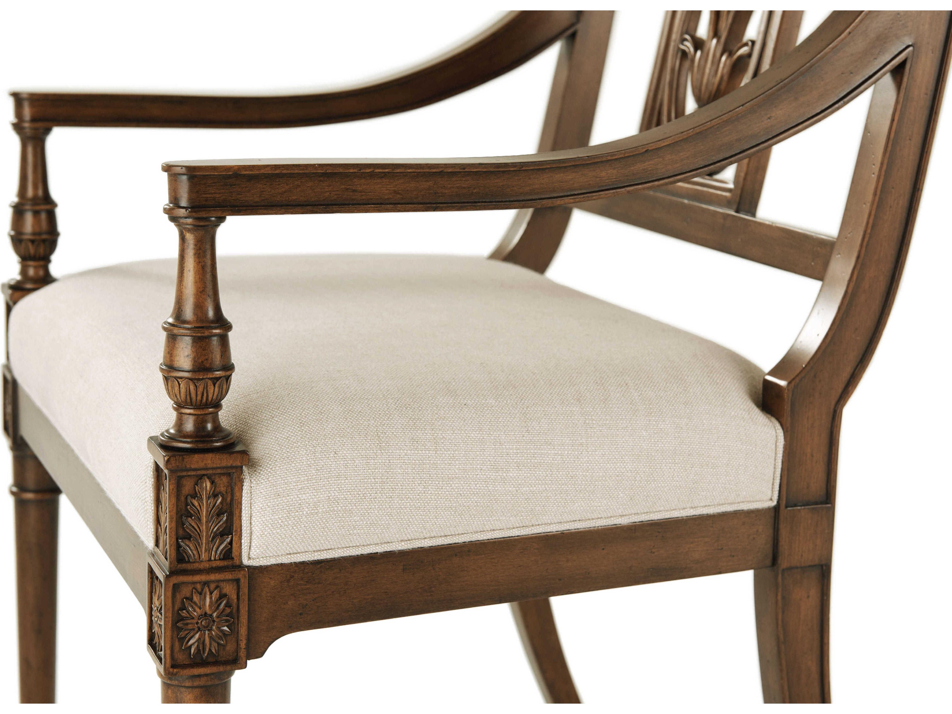 Theodore Alexander Tavel Beech Wood Brown Upholstered The Iven Arm Dining Chair