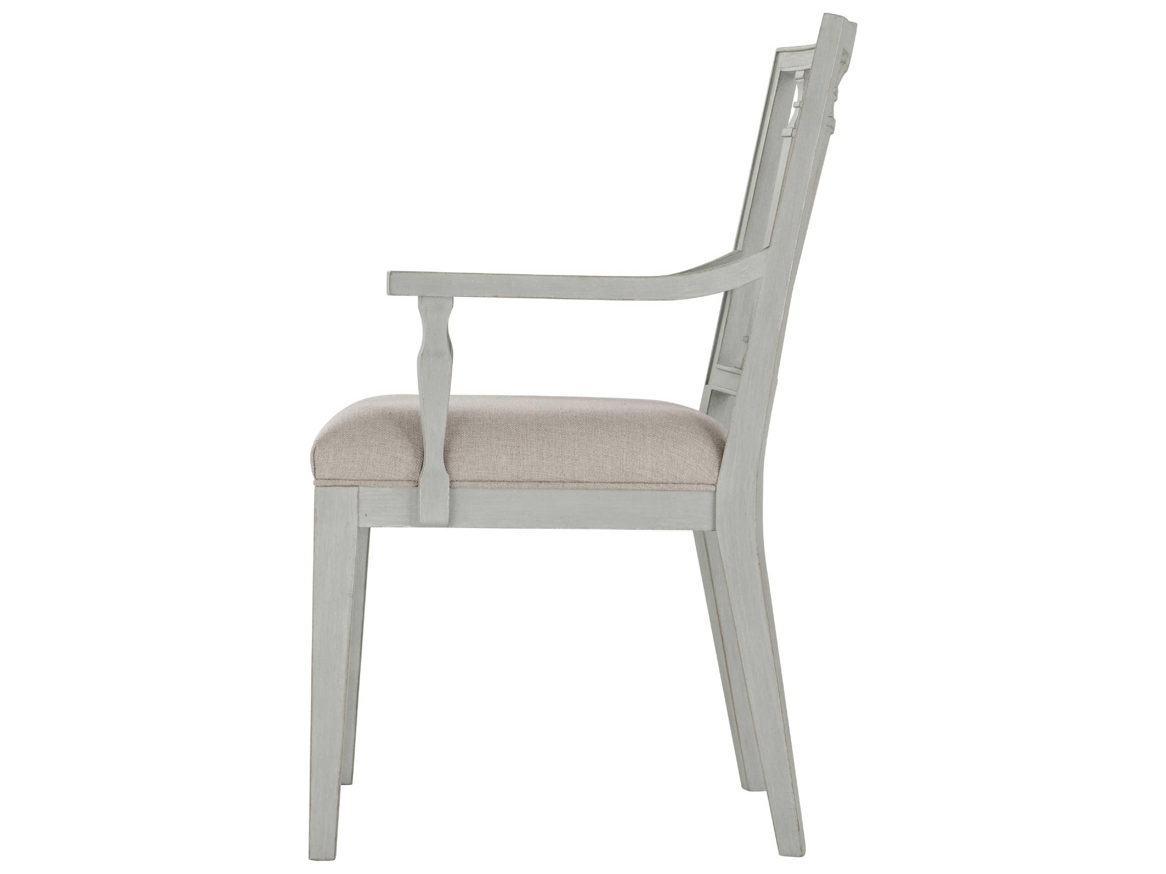Theodore Alexander Tavel Beech Wood Gray Upholstered The Tristan Arm Dining Chair