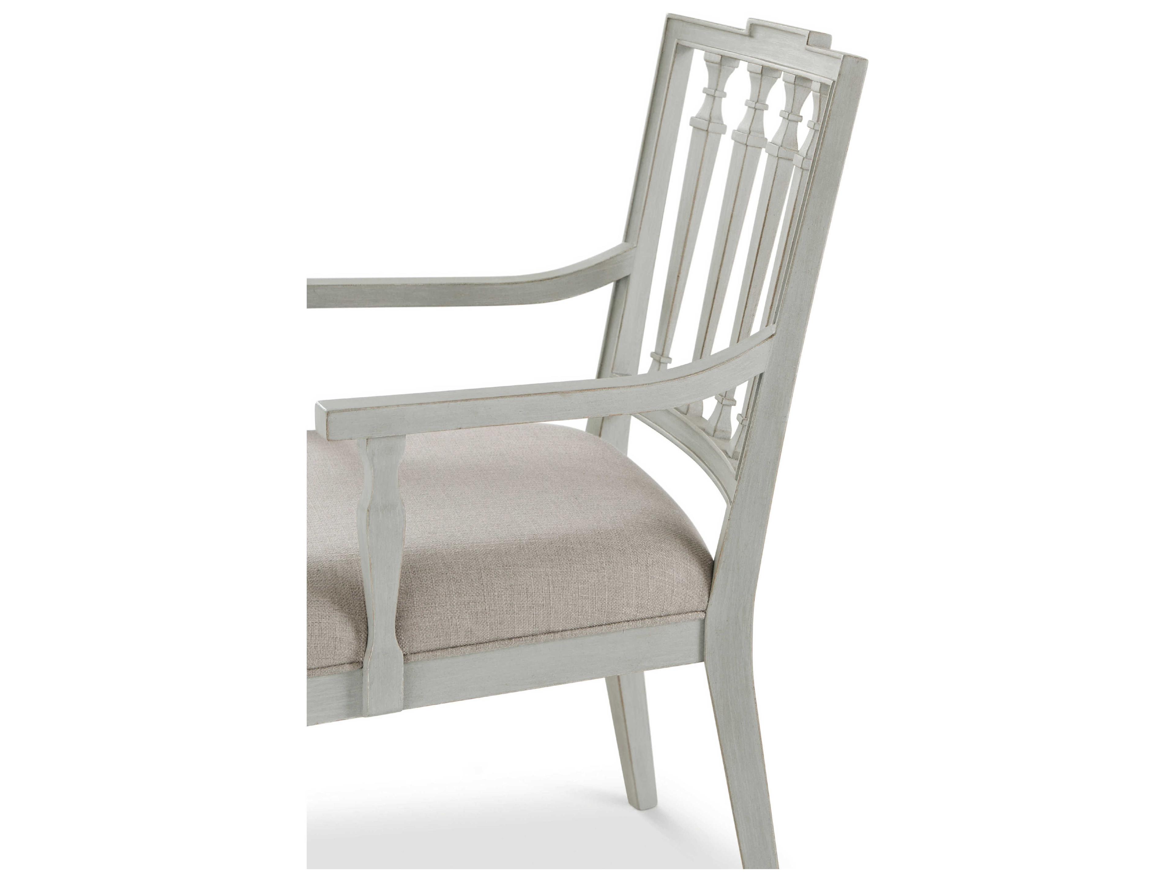 Theodore Alexander Tavel Beech Wood Gray Upholstered The Tristan Arm Dining Chair