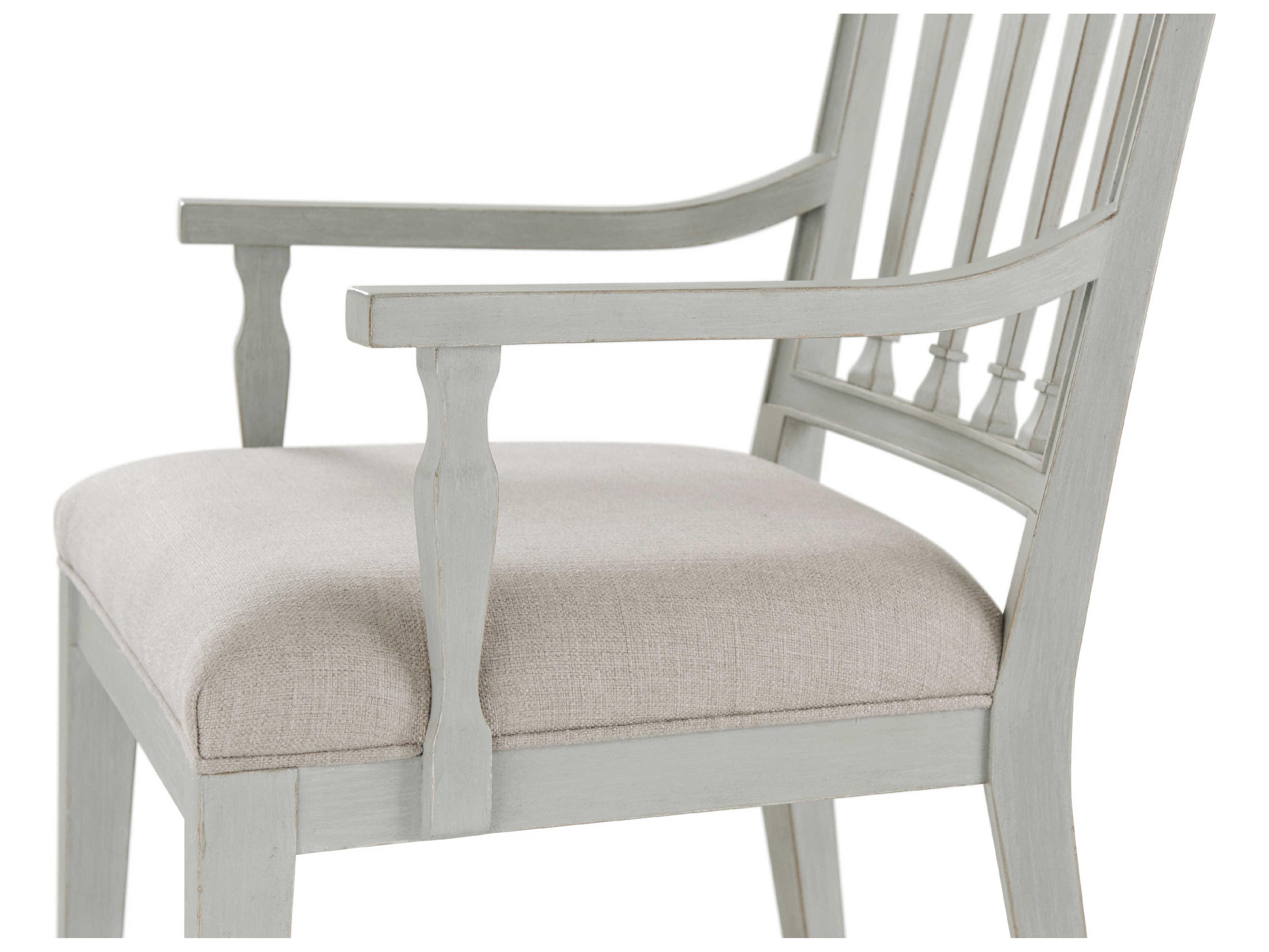 Theodore Alexander Tavel Beech Wood Gray Upholstered The Tristan Arm Dining Chair