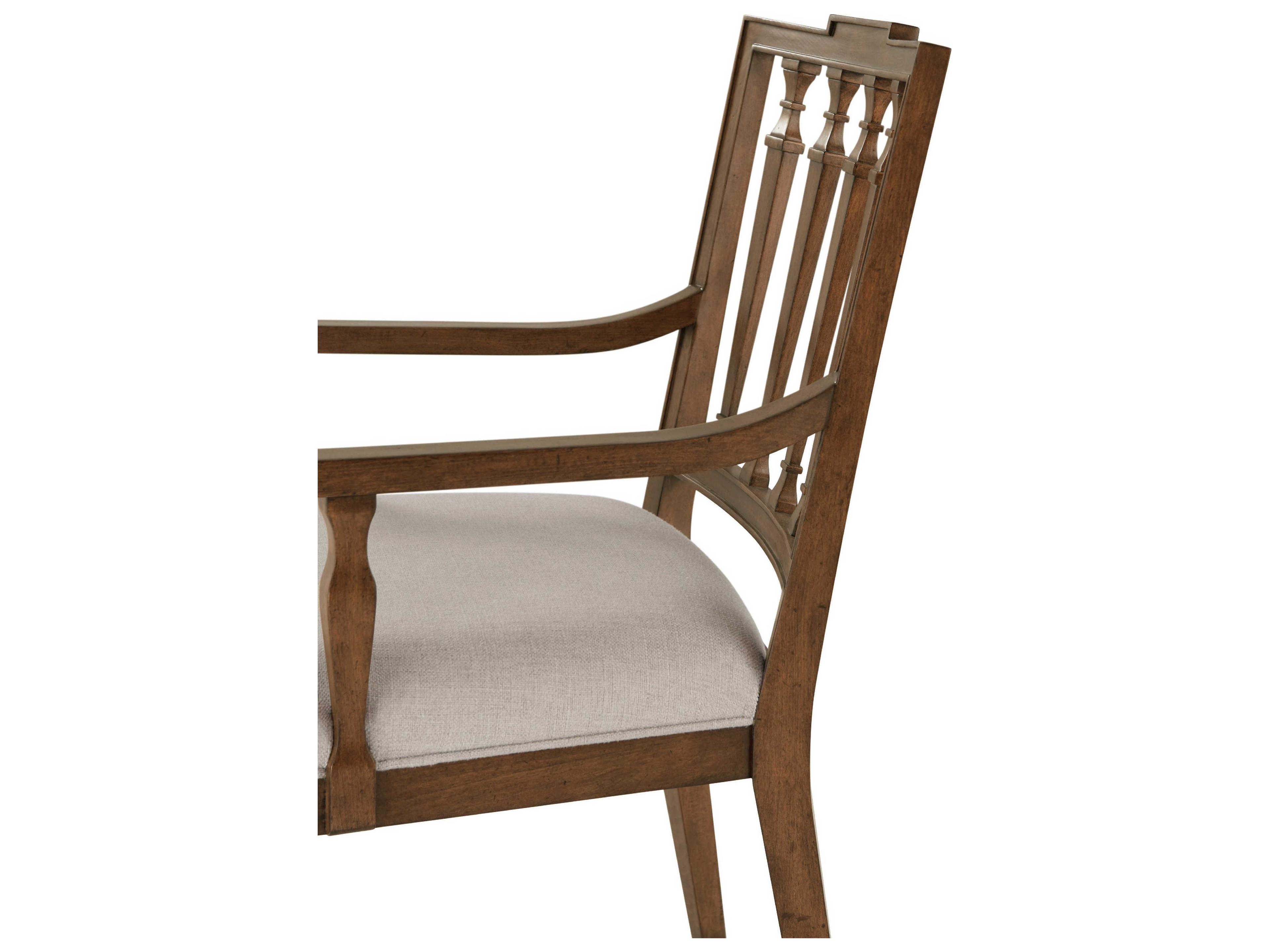 Theodore Alexander Tavel Beech Wood Brown Upholstered The Tristan Arm Dining Chair