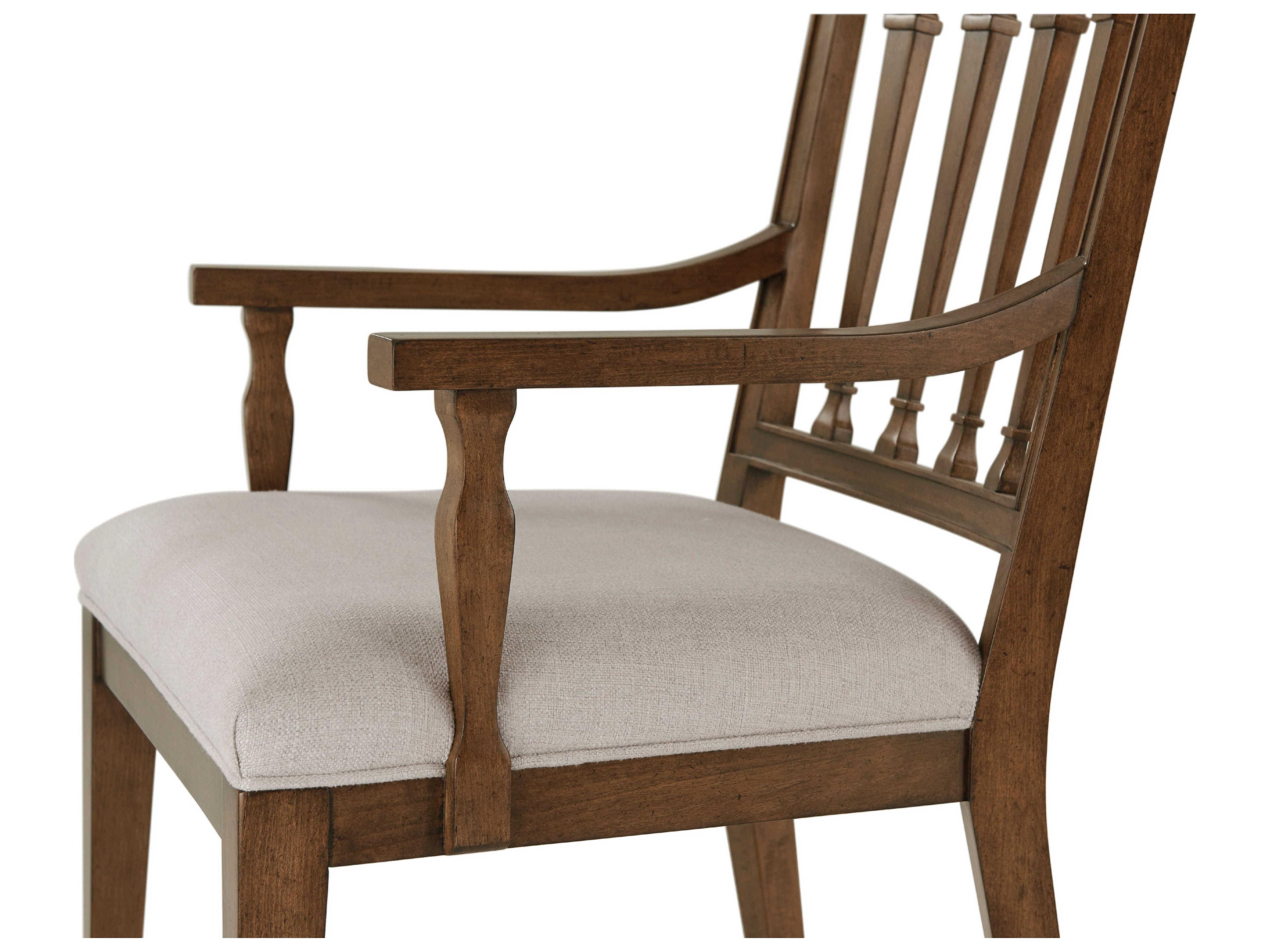 Theodore Alexander Tavel Beech Wood Brown Upholstered The Tristan Arm Dining Chair