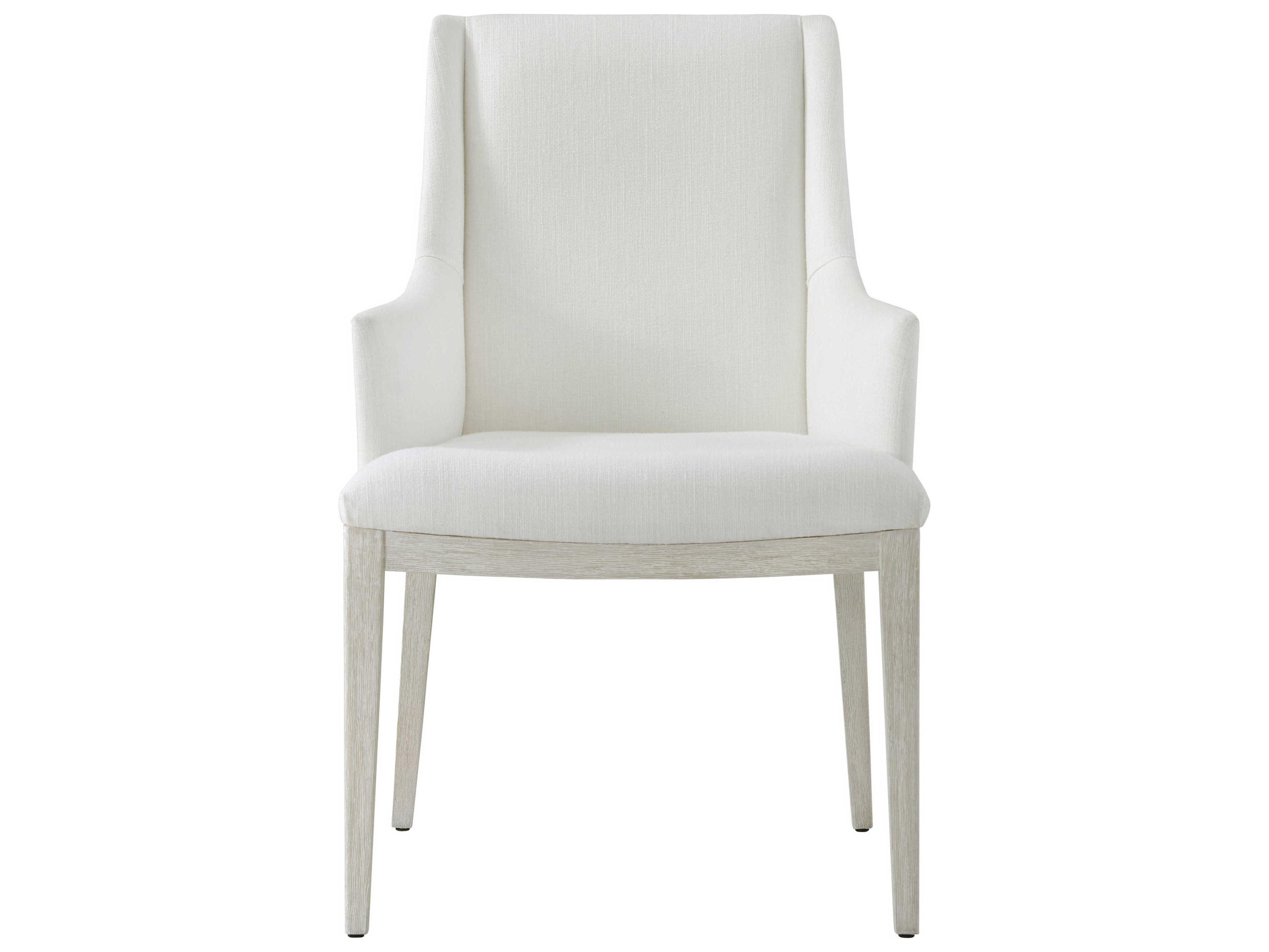 Theodore Alexander Breeze Pine Wood White Upholstered Arm Dining Chair