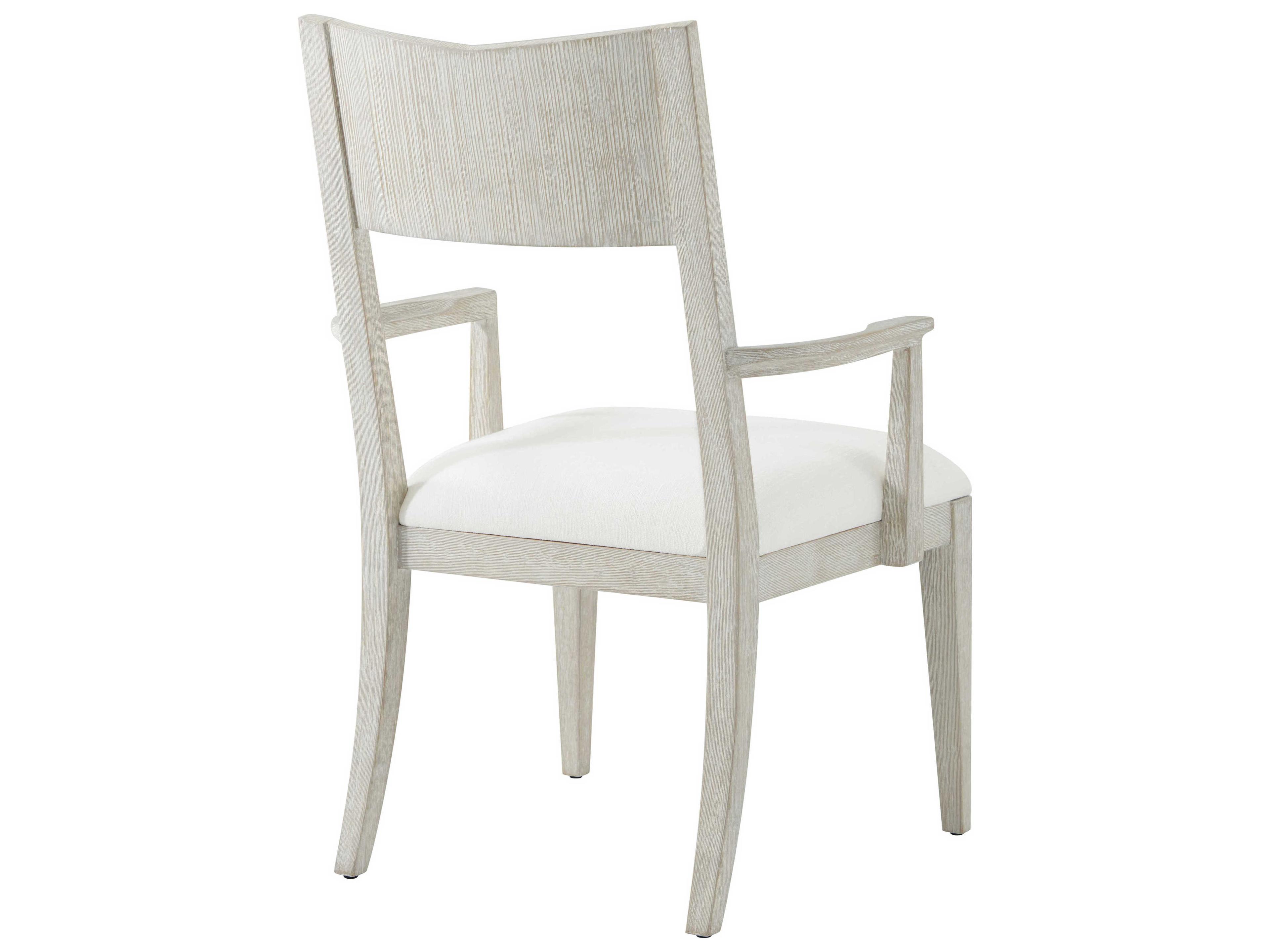 Theodore Alexander Breeze Pine Wood White Upholstered Arm Dining Chair