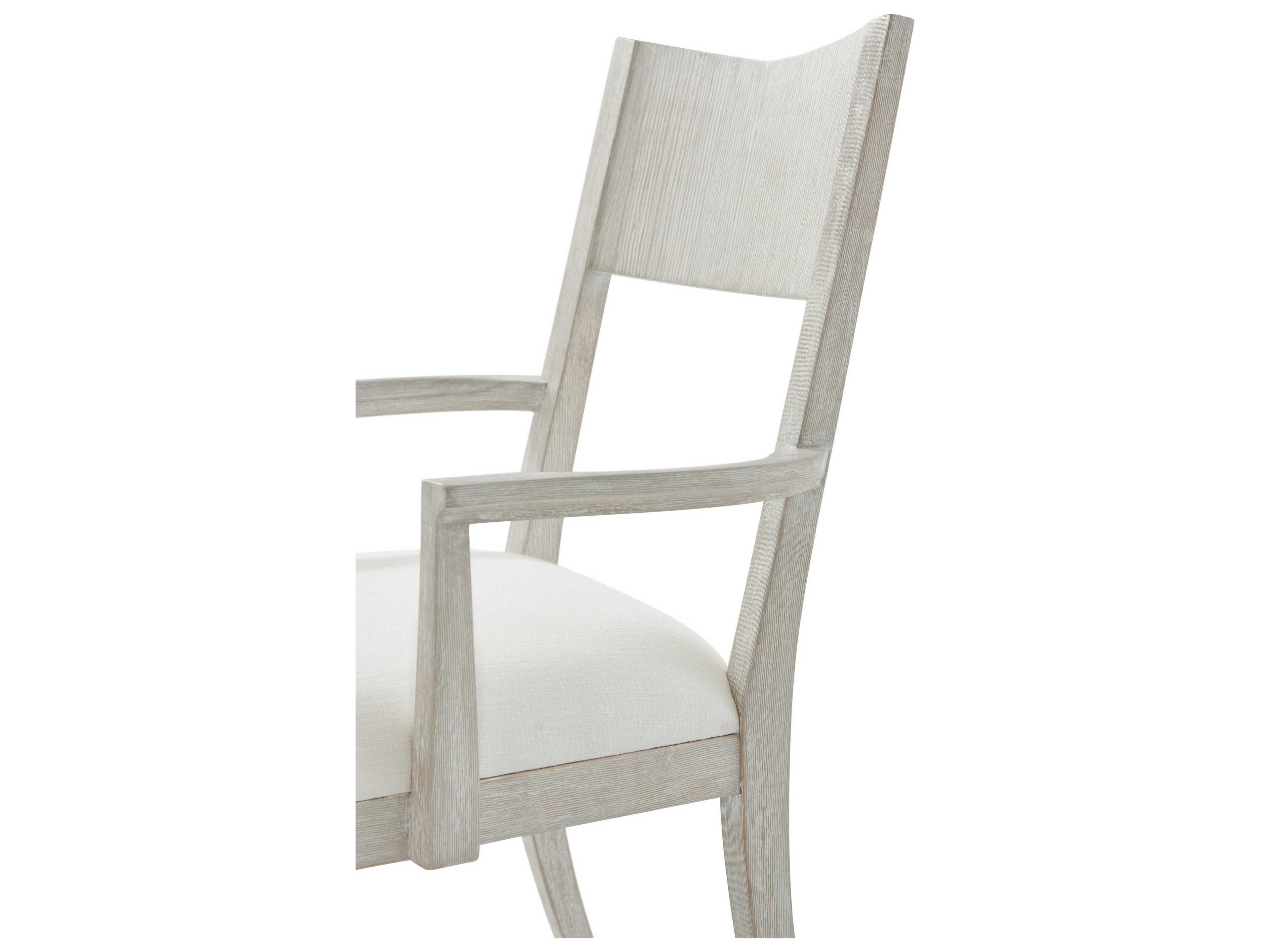 Theodore Alexander Breeze Pine Wood White Upholstered Arm Dining Chair