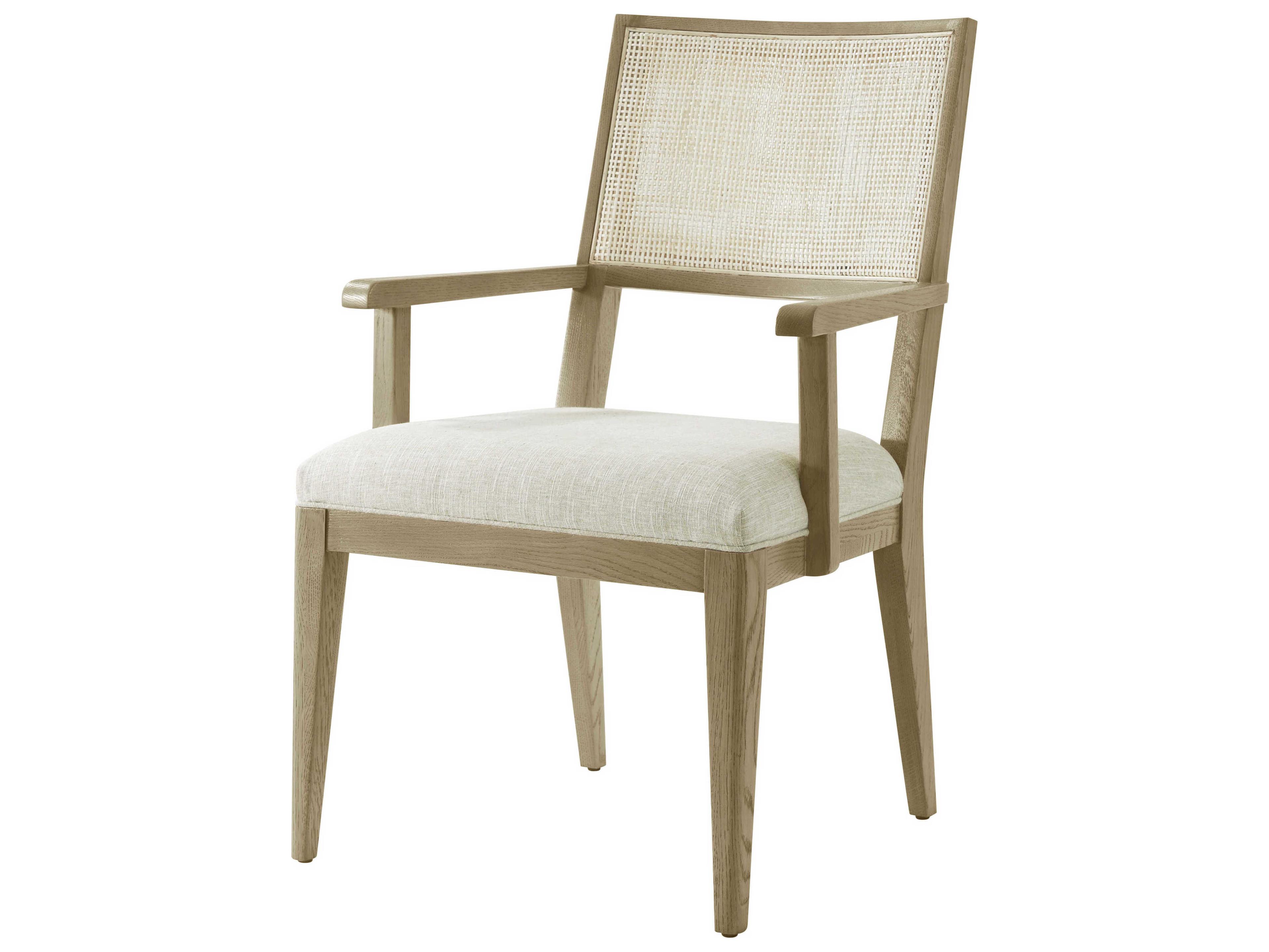 Theodore Alexander Catalina Solid Wood Beige Upholstered Arm Dining Chair