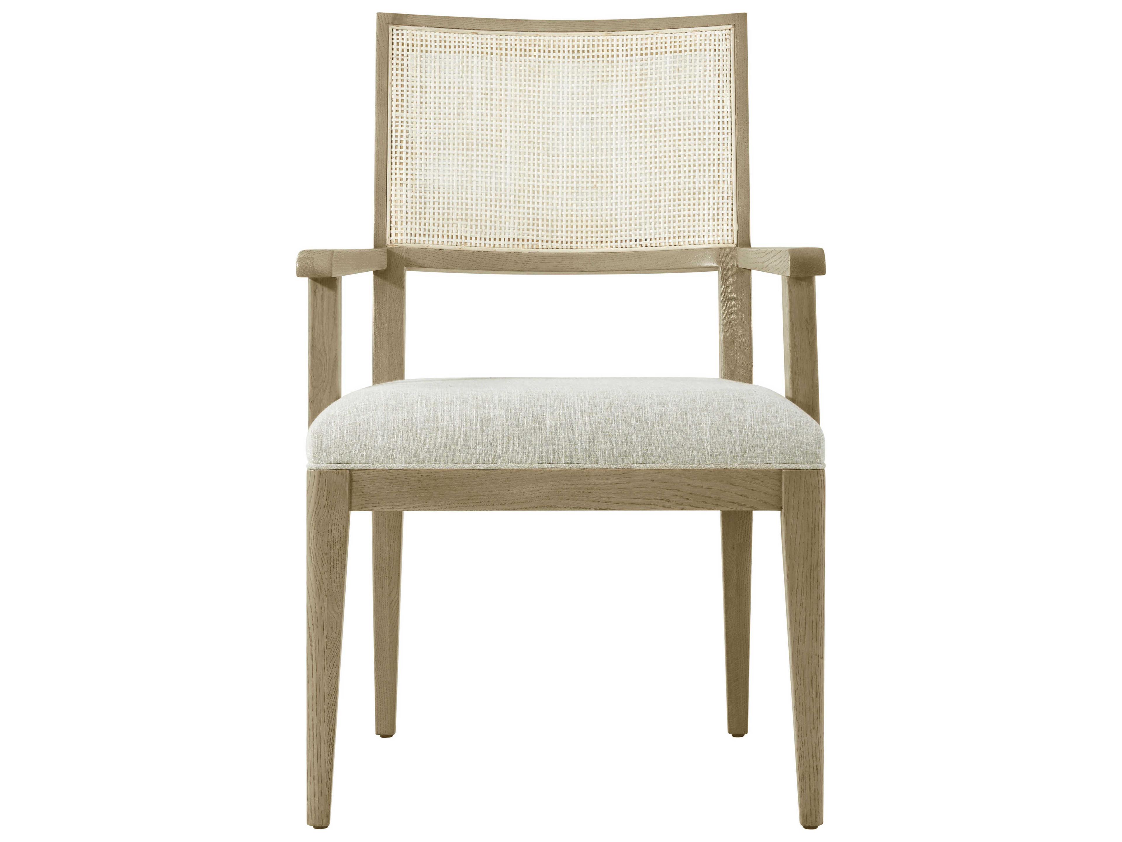 Theodore Alexander Catalina Solid Wood Beige Upholstered Arm Dining Chair