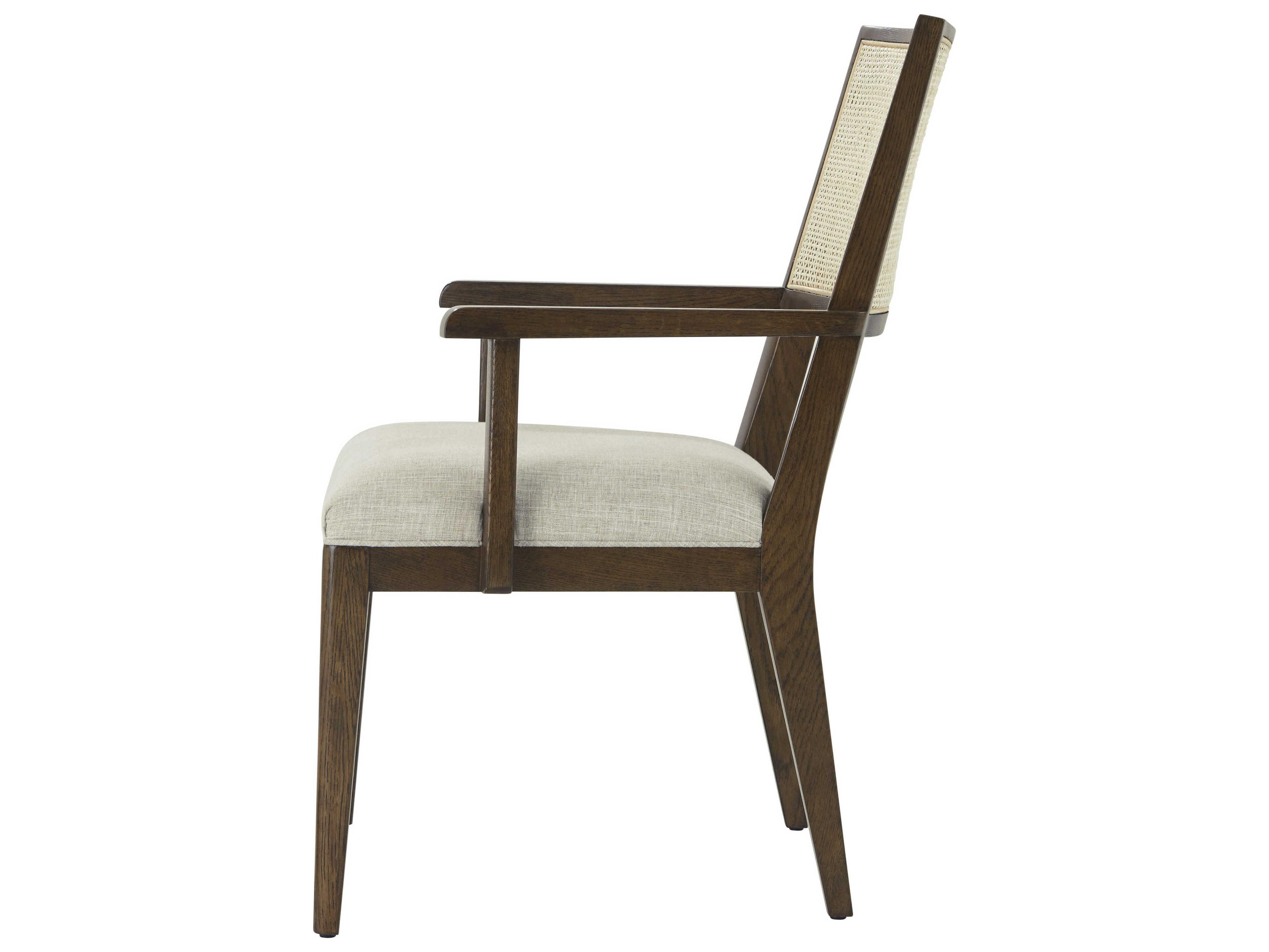 Theodore Alexander Catalina Solid Wood Brown Upholstered Arm Dining Chair