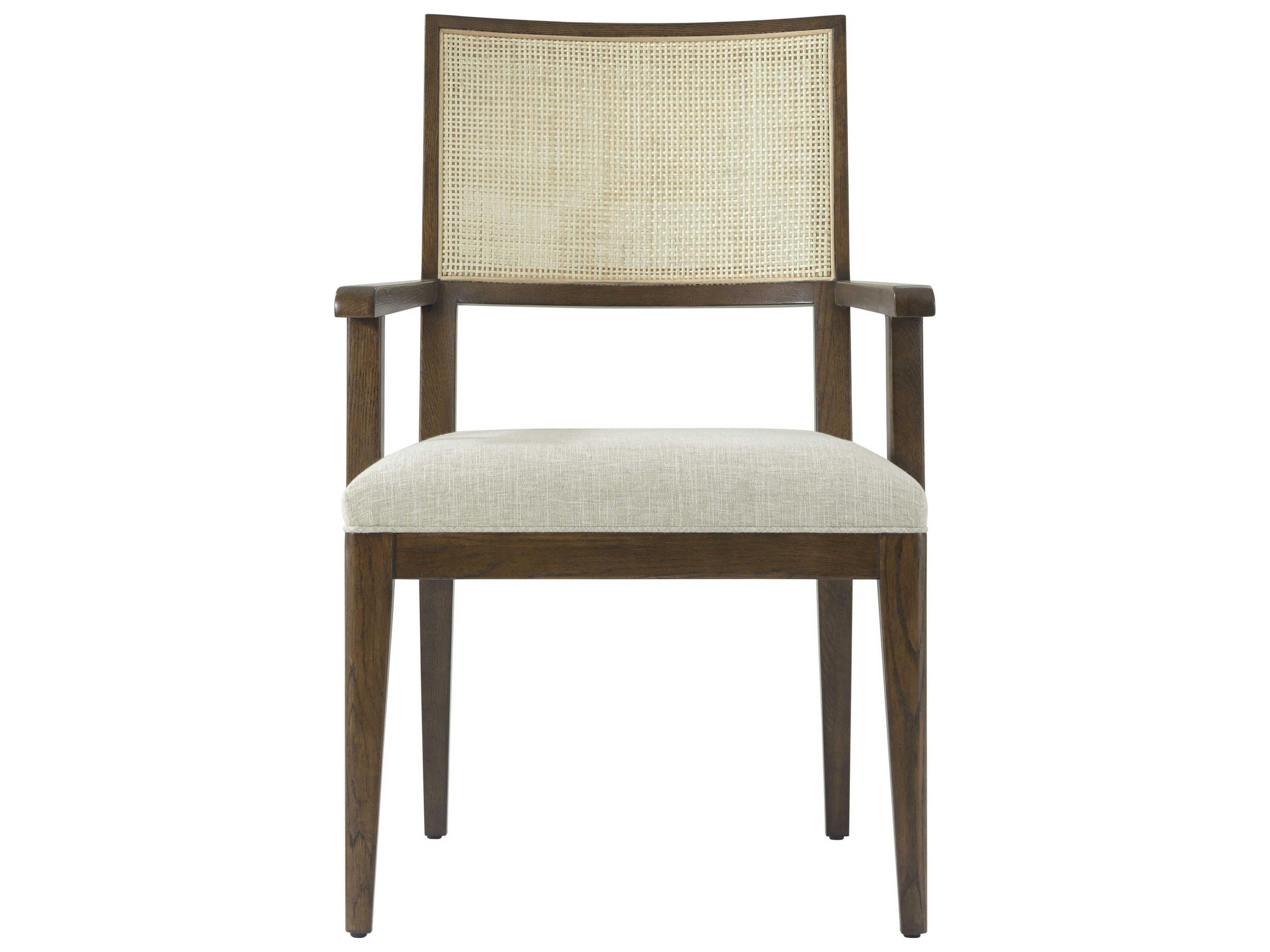 Theodore Alexander Catalina Solid Wood Brown Upholstered Arm Dining Chair