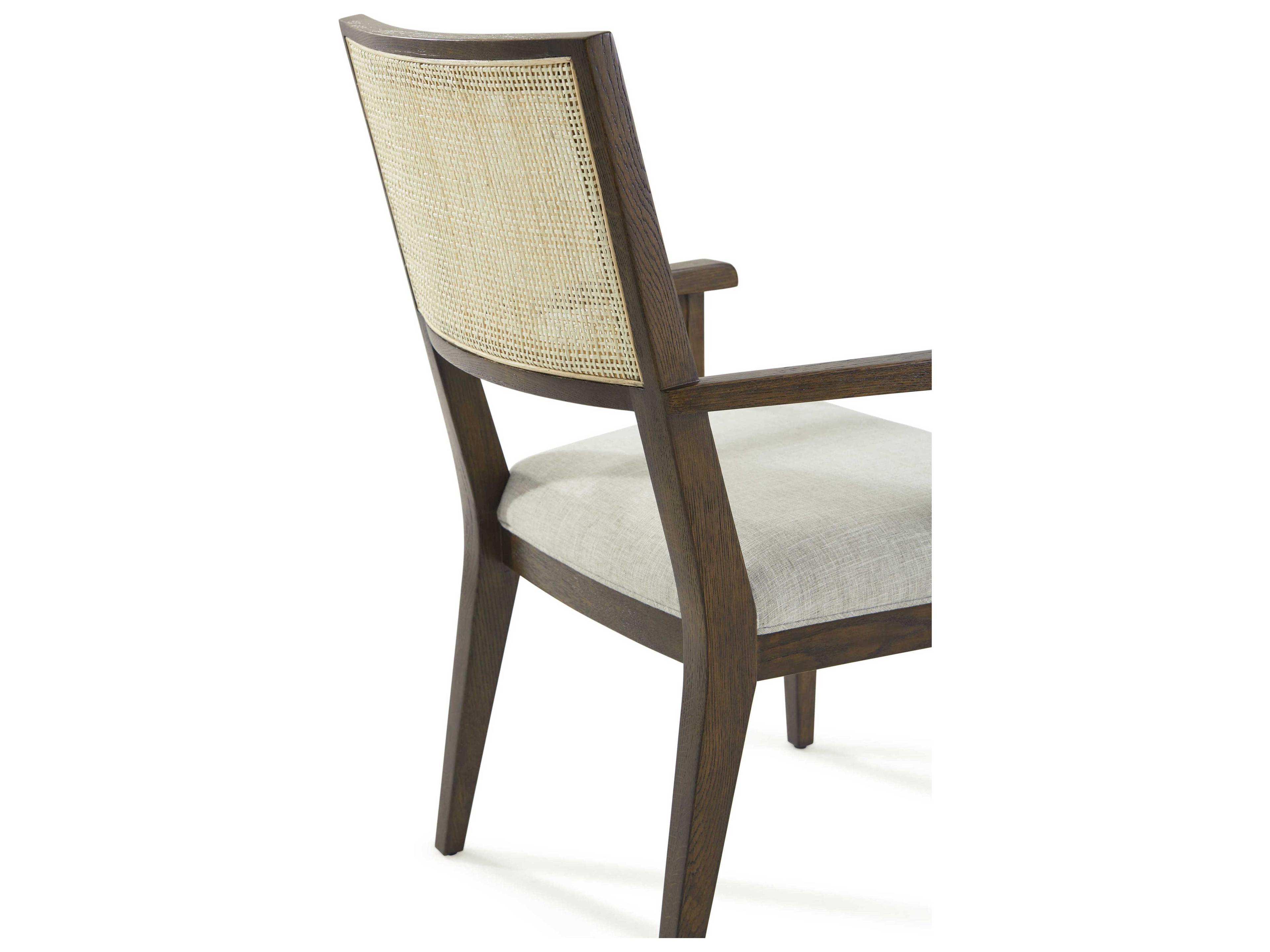 Theodore Alexander Catalina Solid Wood Brown Upholstered Arm Dining Chair