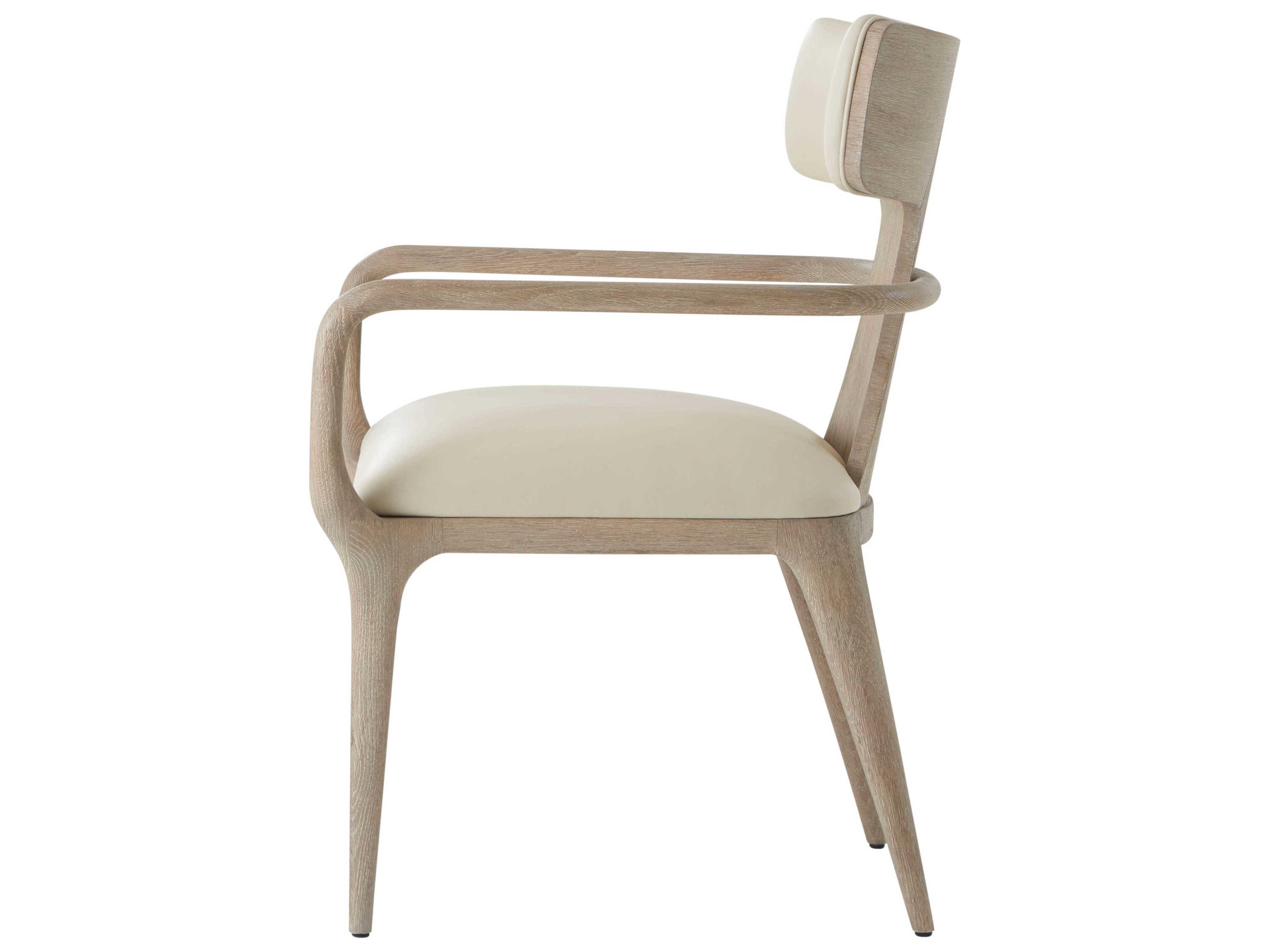 Theodore Alexander Repose Gray Leather Arm Dining Chair